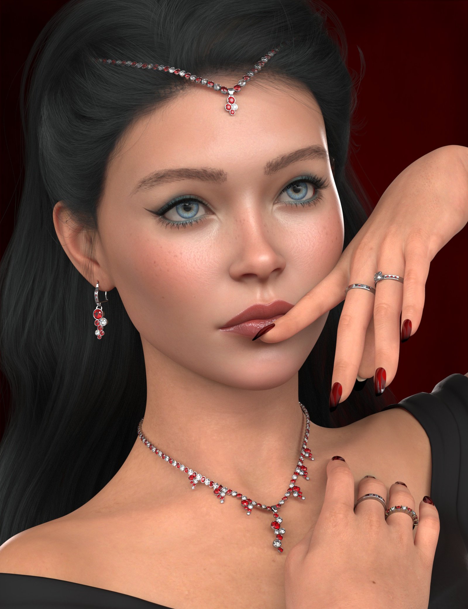 Bedazzled Jewelry Set for Genesis 9 by: Ae Ti3D-GHDesign, 3D Models by Daz 3D
