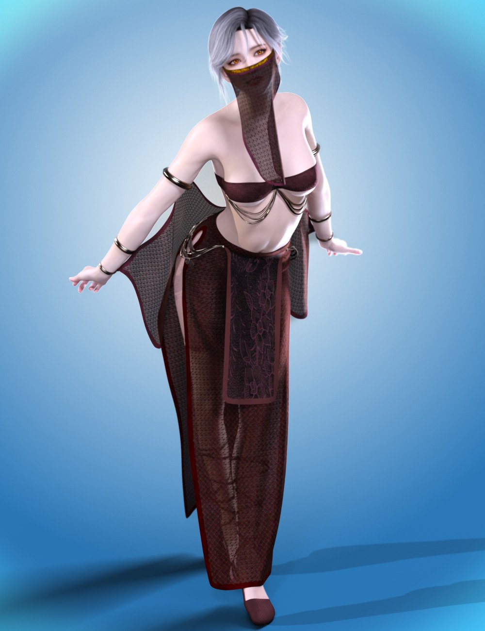 dForce Kazane Outfit for Genesis 9 by: tentman, 3D Models by Daz 3D