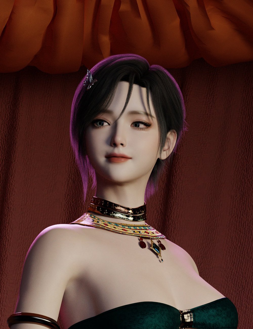 Noki Layered Side Bang Bob for Genesis 9 by: Noki Saki, 3D Models by Daz 3D
