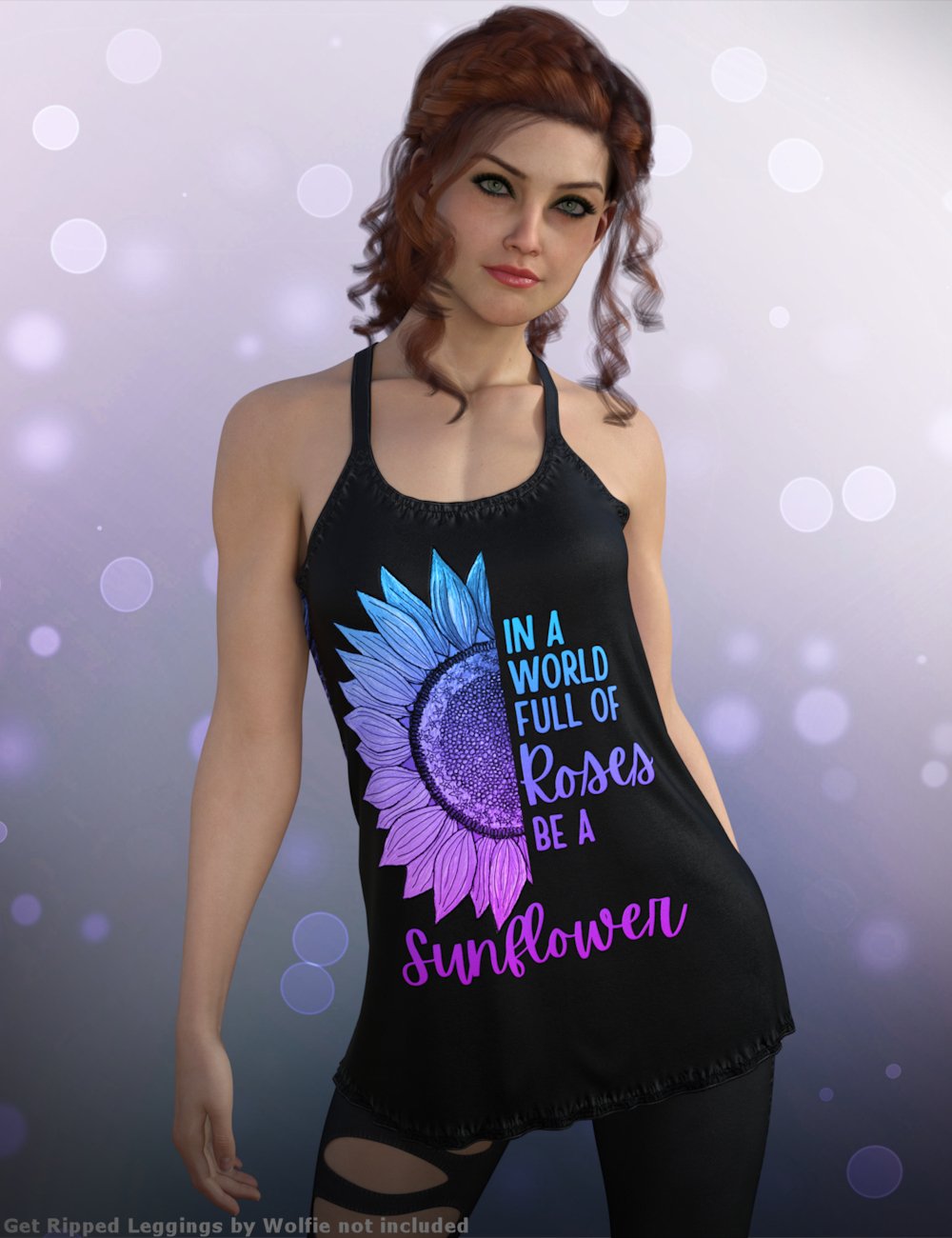 dForce Singles - Butterfly Back Tank for Genesis 9 and 8 Female by: ~Wolfie~, 3D Models by Daz 3D