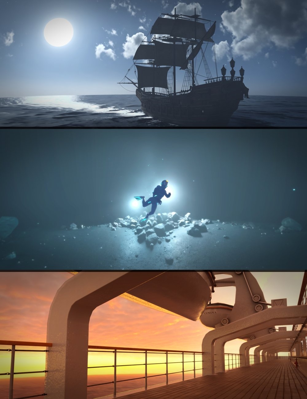 Iray Ocean Scenes by: KindredArts, 3D Models by Daz 3D
