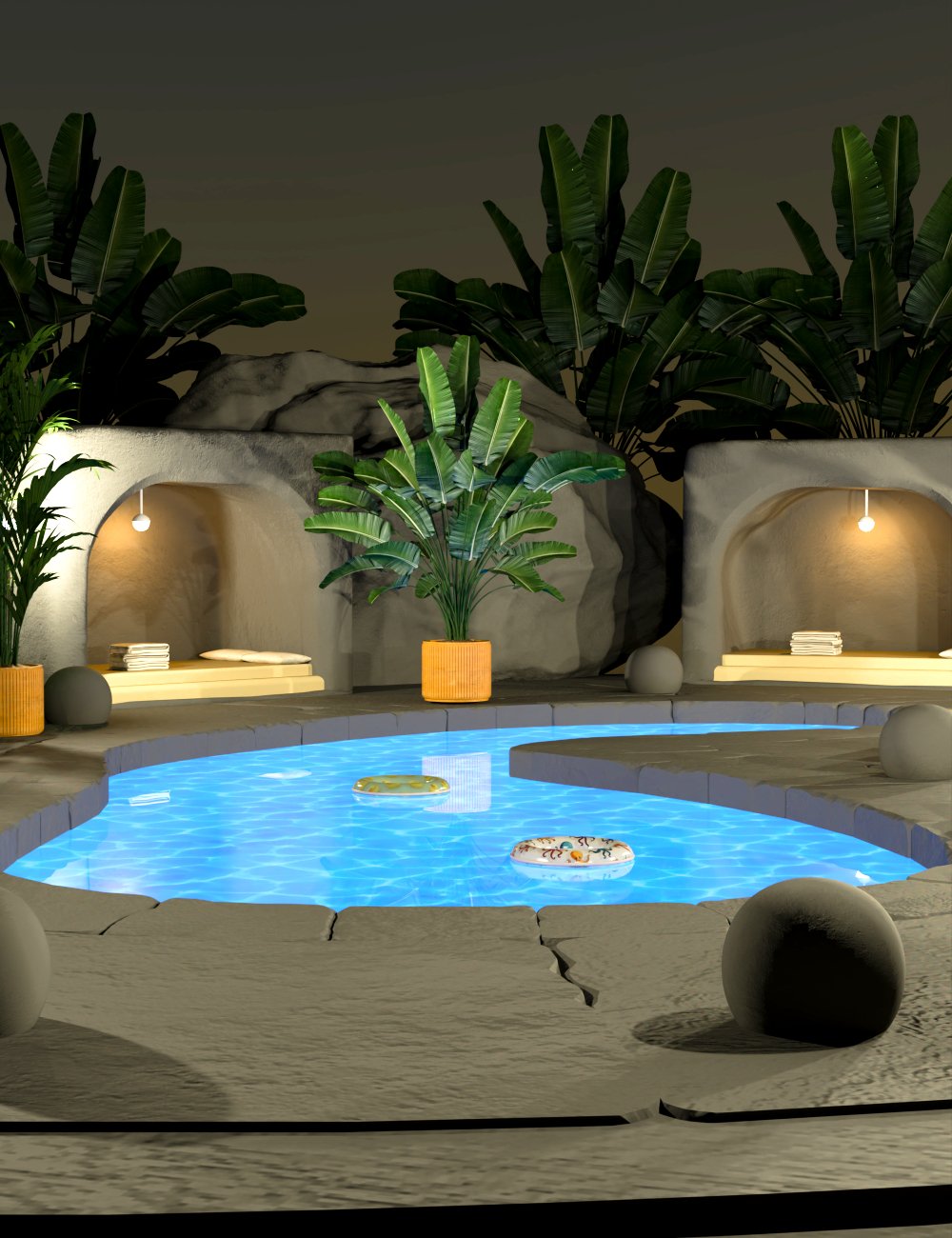 AP Bioluminescent Spa Prop Set by: AcharyaPolina, 3D Models by Daz 3D