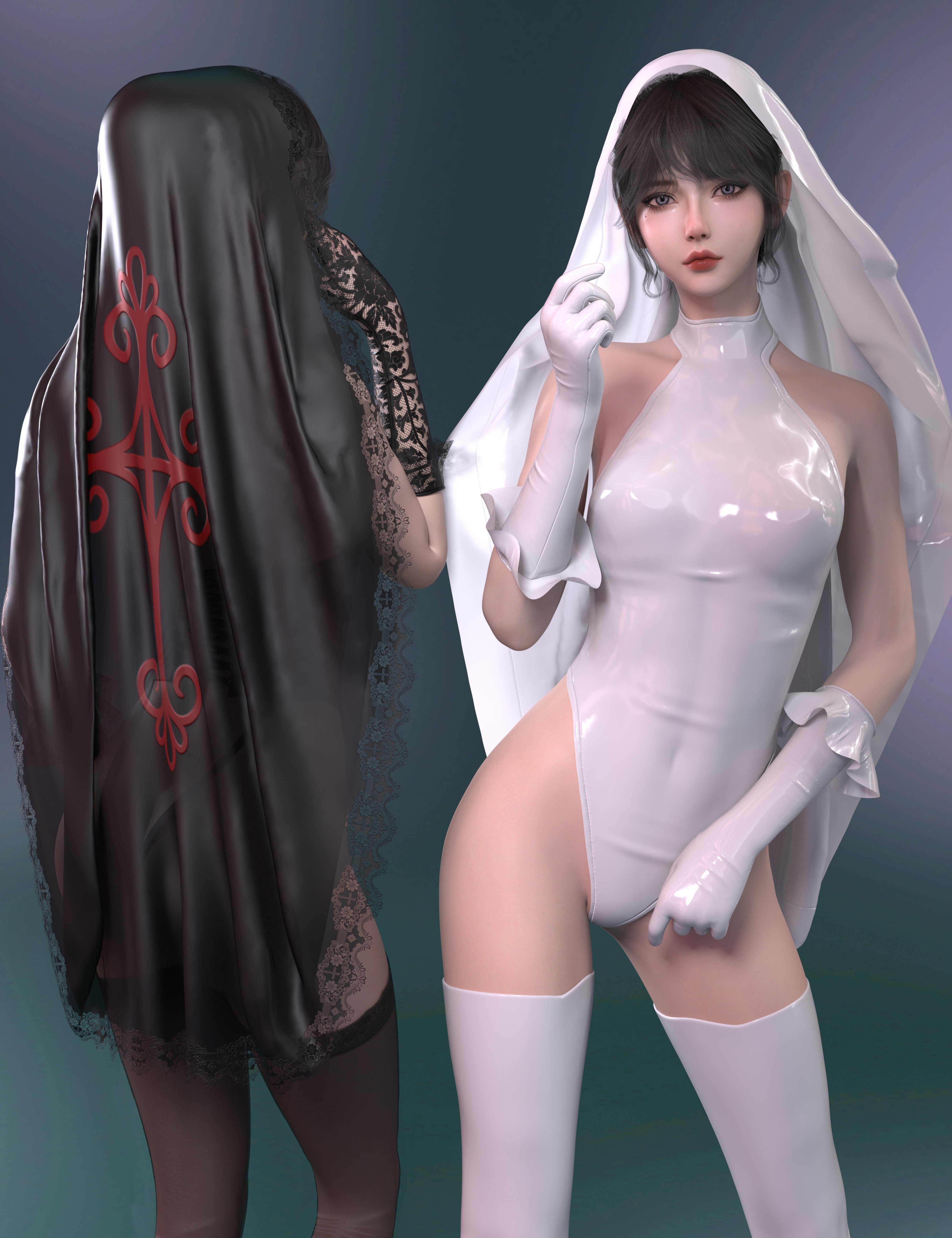 dForce Yk Sexy Lace Nun Costume Outfit for Genesis 9 dForce Yk Sexy Lace Nun Costume Outfit for Genesis 9
