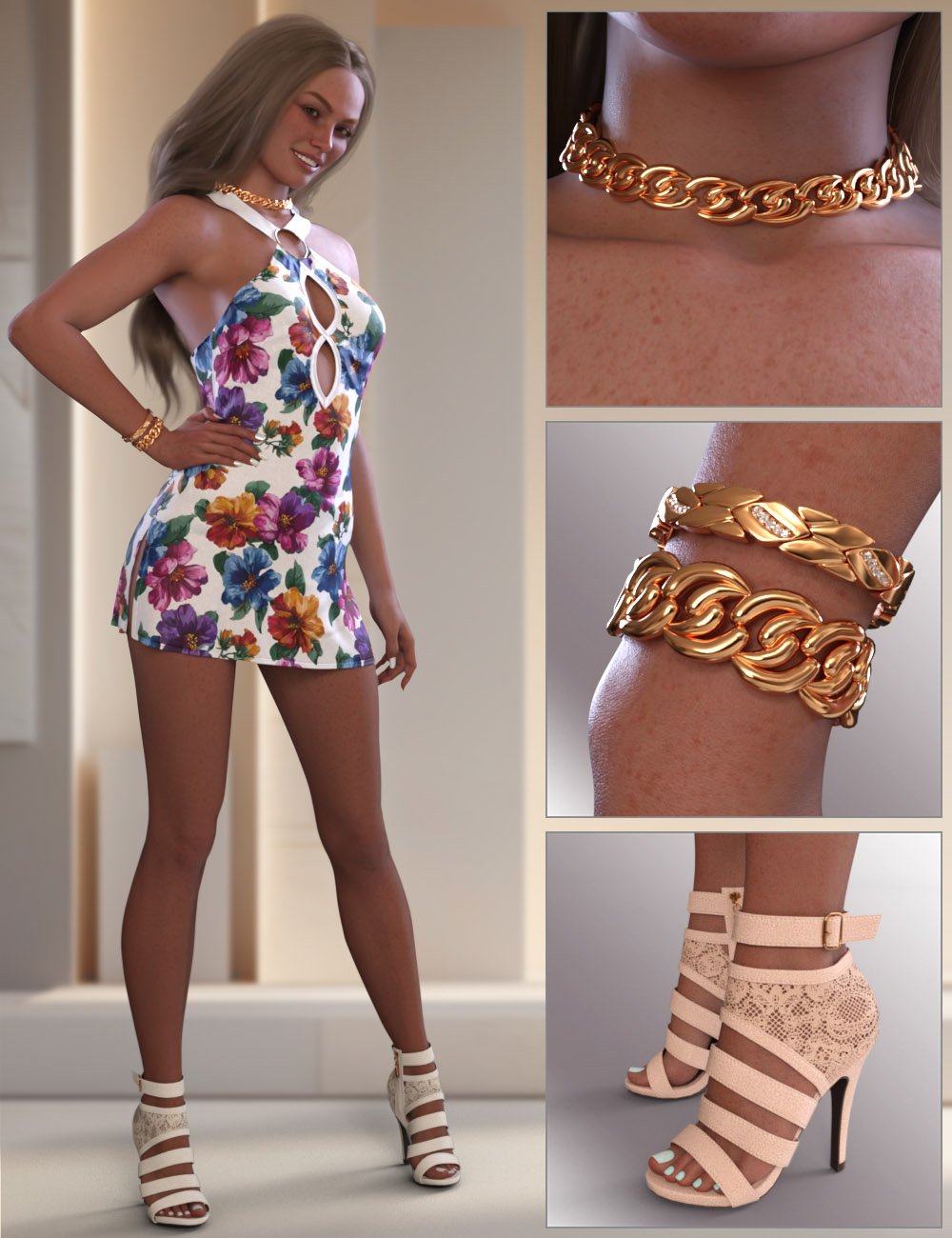 dForce Auvina Outfit for Genesis 9 Feminine by: OnnelArryn, 3D Models by Daz 3D