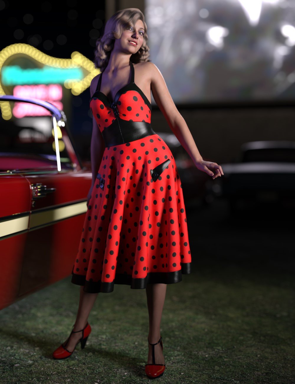 dForce Rockabilly Swing Outfit for Genesis 9 and Genesis 8 Female