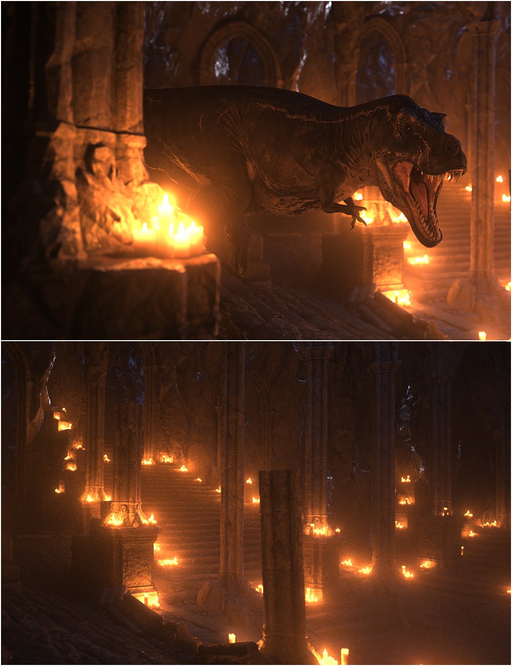 The Temple Below by Candlelight Add-on by: Stonemason, 3D Models by Daz 3D