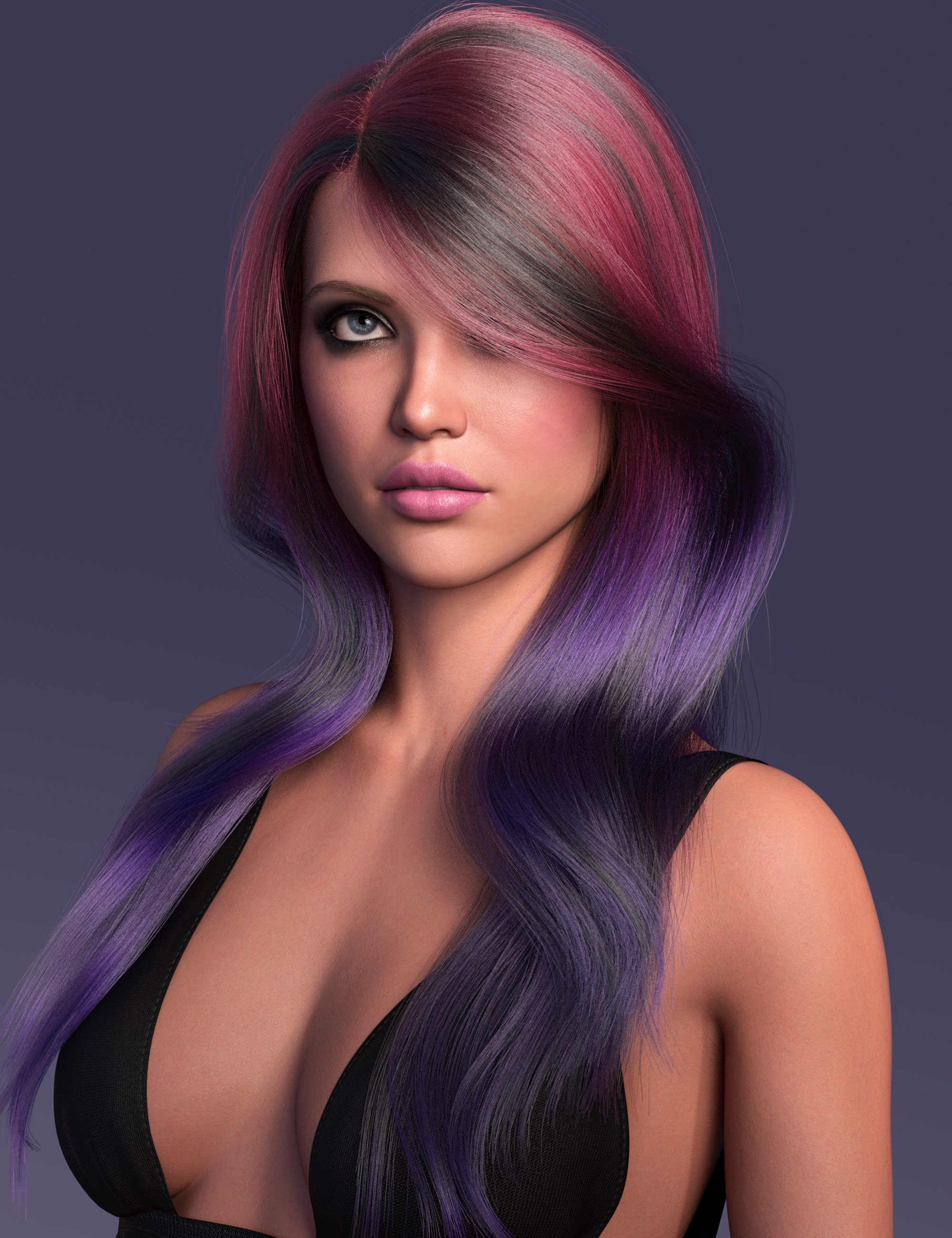 dForce Strand-Based Side Parted Glamour Style Hair Color Expansion by: outoftouch, 3D Models by Daz 3D