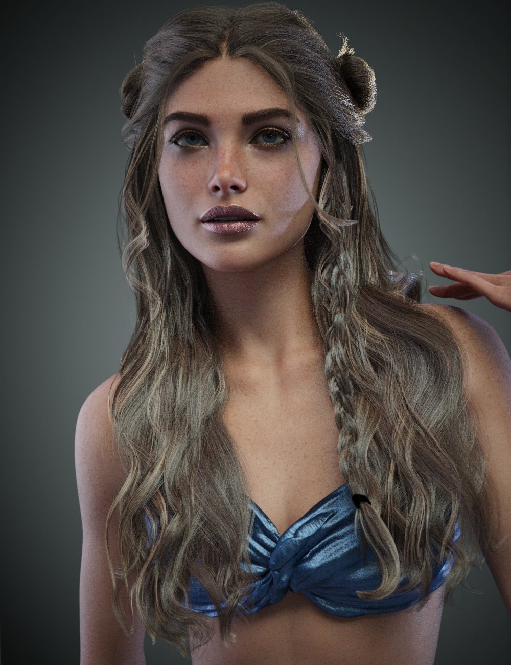 dForce Lena Festival Curls and Braid for Genesis 9 by: Neftis3D, 3D Models by Daz 3D
