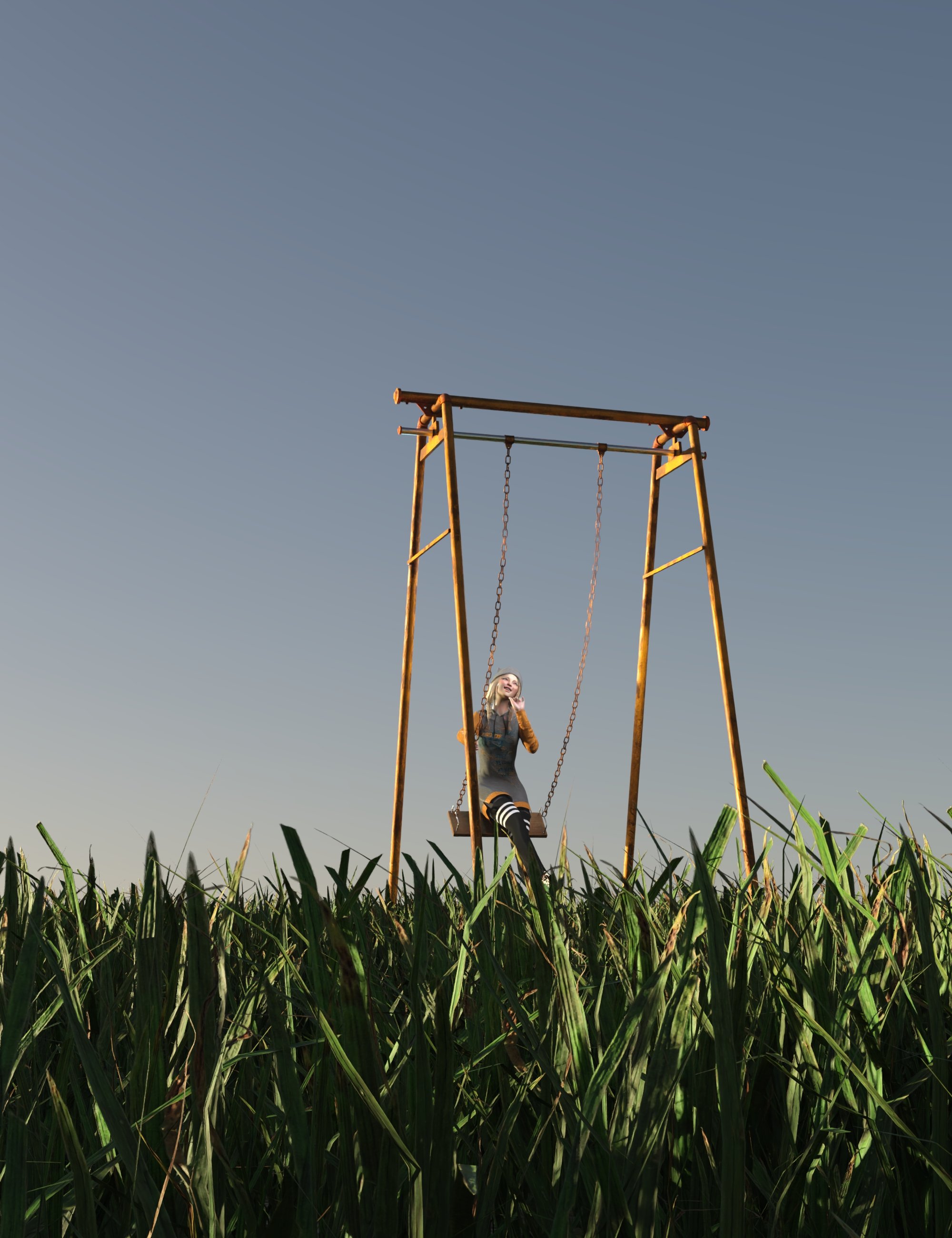 HT Green Grass Hill with a Swing Park by: Hate94Neu, 3D Models by Daz 3D
