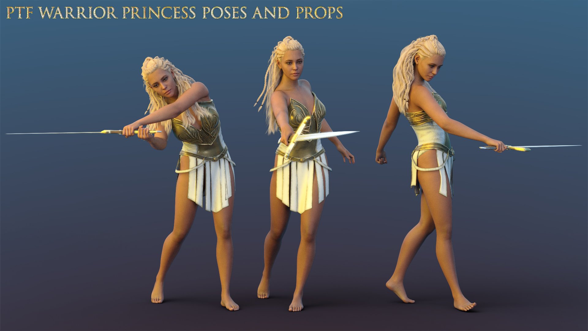 PTF Warrior Princess Props and Poses for Genesis 9 Feminine
