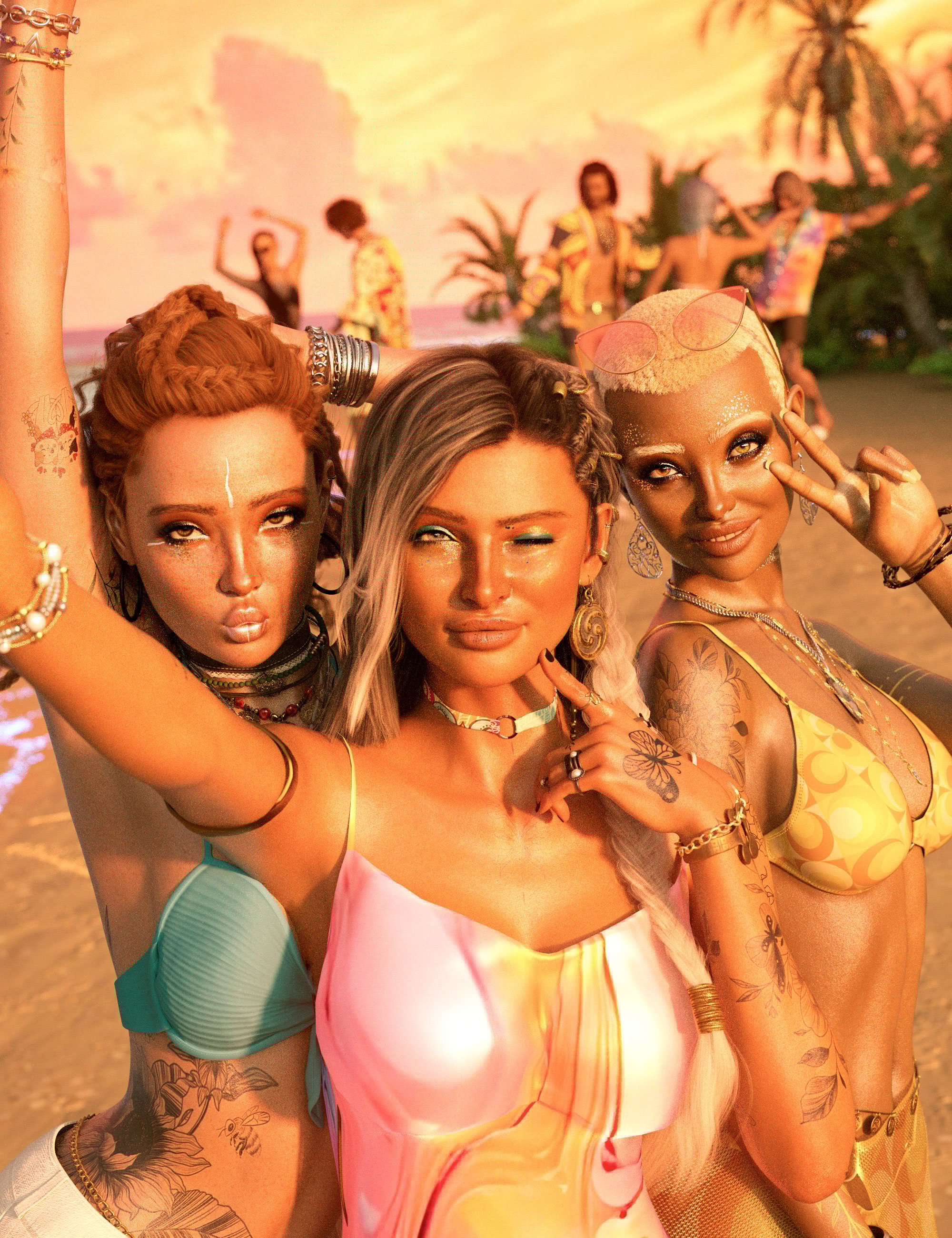 Makeup System - Sun Muse LIE Makeup for Genesis 9 by: , 3D Models by Daz 3D