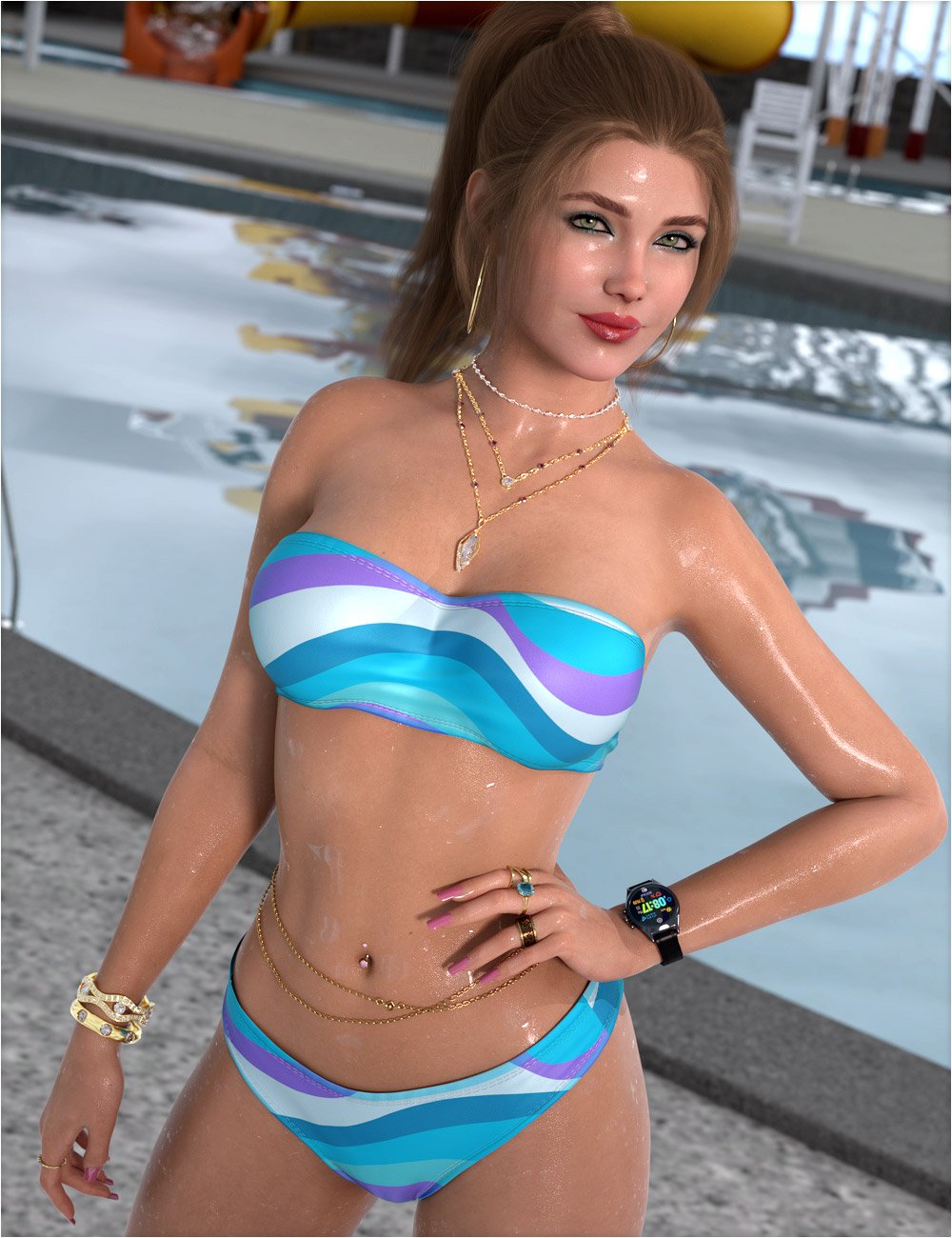 Seaside Textures for dForce SU Strapless Bikini