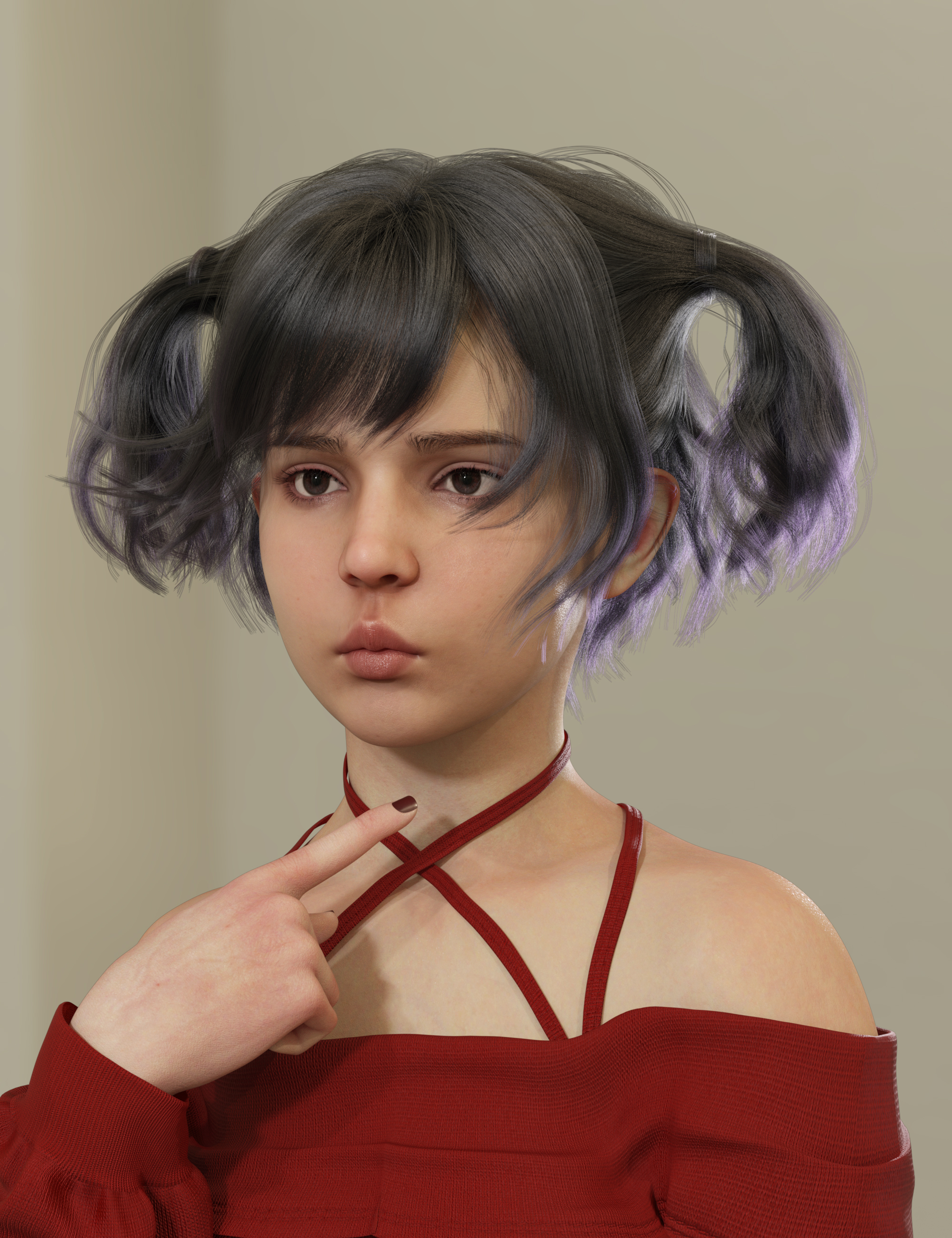 dForce Quenby Hair for Genesis 9 by: Magic Brush, 3D Models by Daz 3D