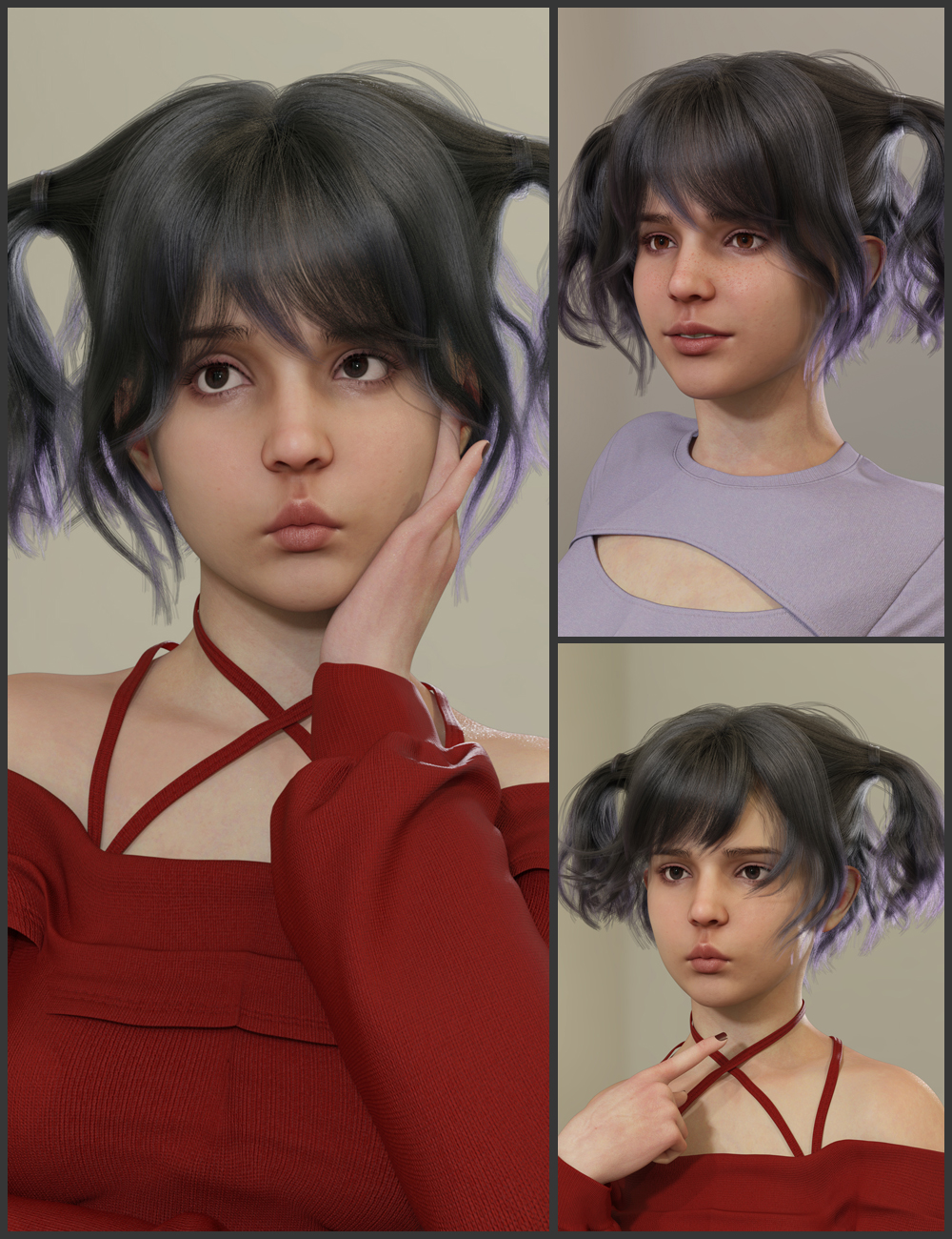 dForce Quenby Hair and MB Quenby for Genesis 9 Feminine by: Magic Brush, 3D Models by Daz 3D