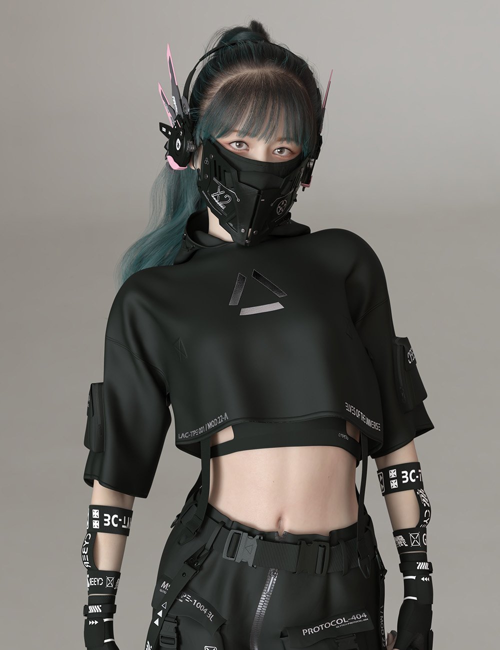 dForce Princess Mu's Techwear Outfit by: Princess_pa, 3D Models by Daz 3D