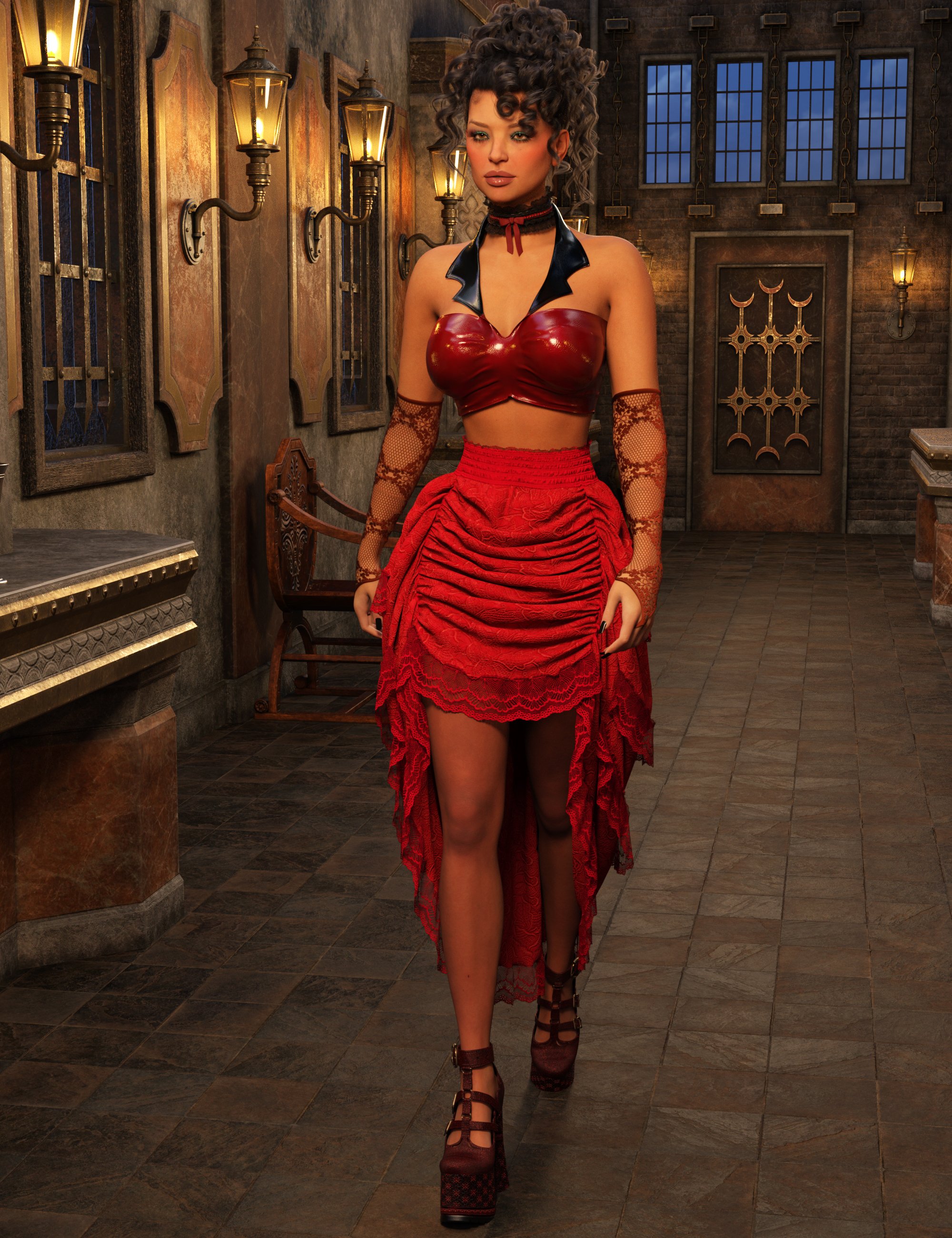 VERSUS - dForce Singles Gothic Cinched Skirt Texture Add-On by: Anagord, 3D Models by Daz 3D