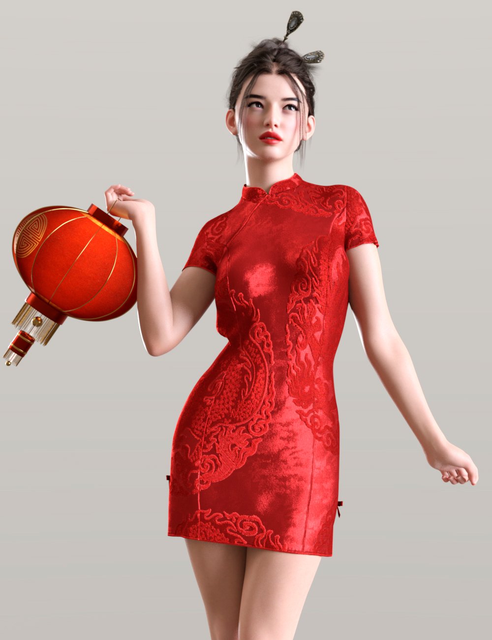 dForce TN Modern Cheongsam Dress for Genesis 9 and 8, 8.1 Female