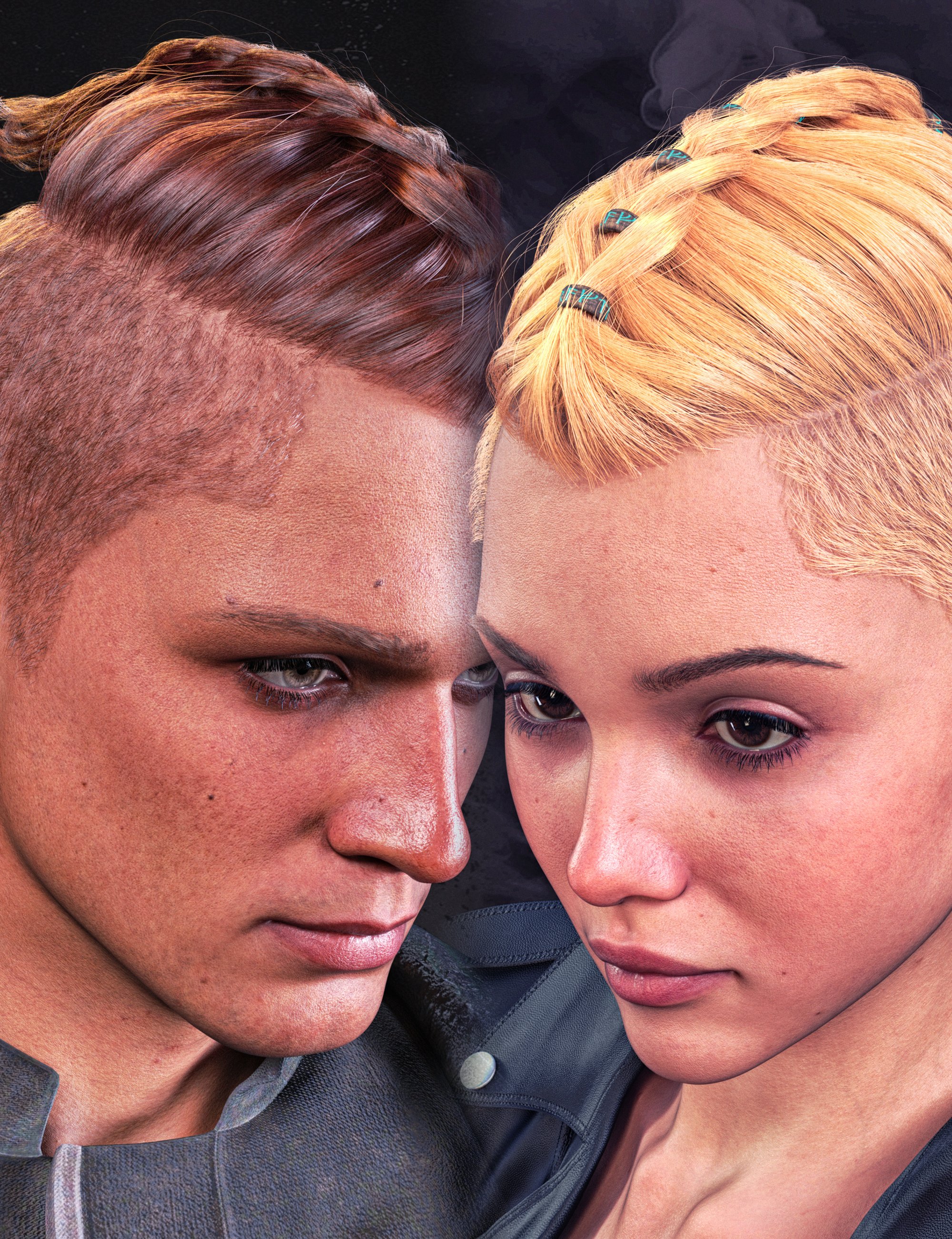 dForce Strand-Based FE Viking Braids Hair for Genesis 9,8 and 8.1