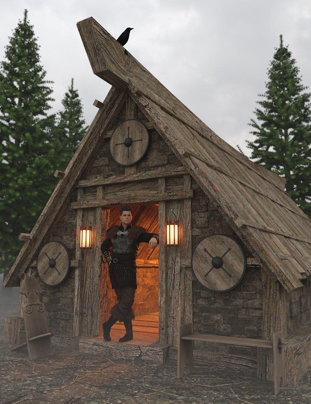 Viking Huts 1 by: Enterables, 3D Models by Daz 3D