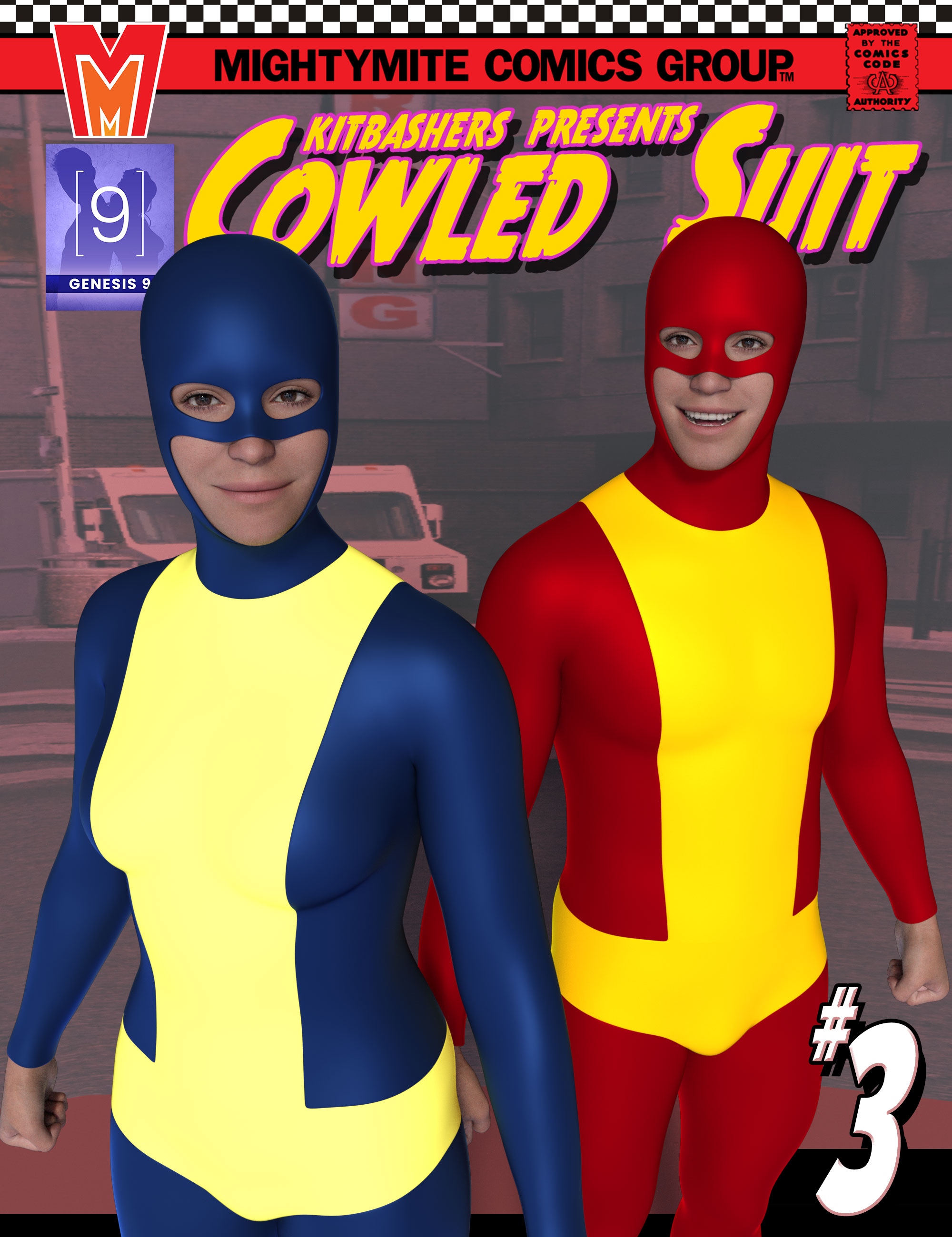 Cowled Suit 003 MMKBGenesis 9 by: MightyMite, 3D Models by Daz 3D