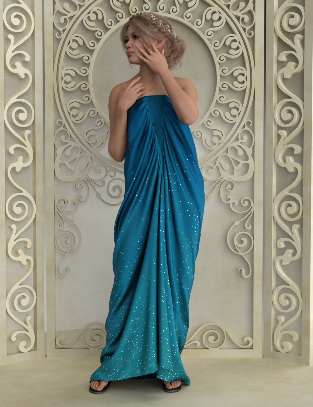 dForce Alfonsina Gown for Genesis 9 by: Lully, 3D Models by Daz 3D