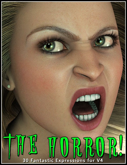 The Horror Expressions for V4 by: 3DCelebrity, 3D Models by Daz 3D