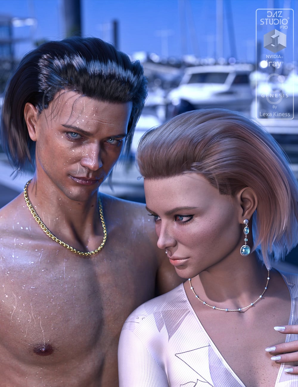 dForce Cassia Hair Wet and Dry for Genesis 9 by: Lexa Kiness, 3D Models by Daz 3D
