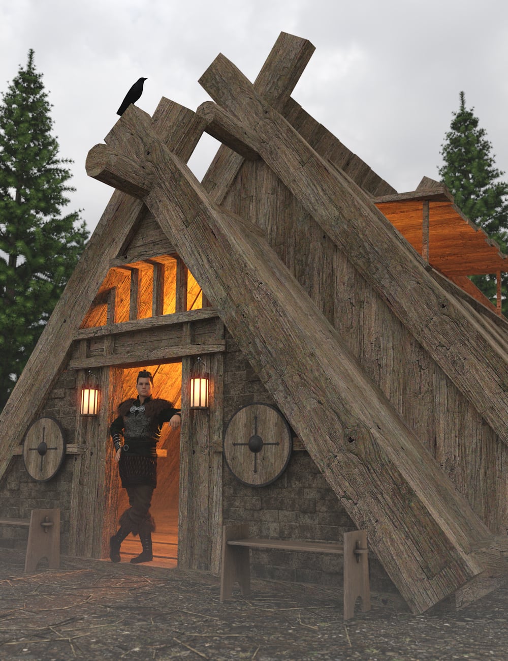 Viking Huts 2 by: Enterables, 3D Models by Daz 3D