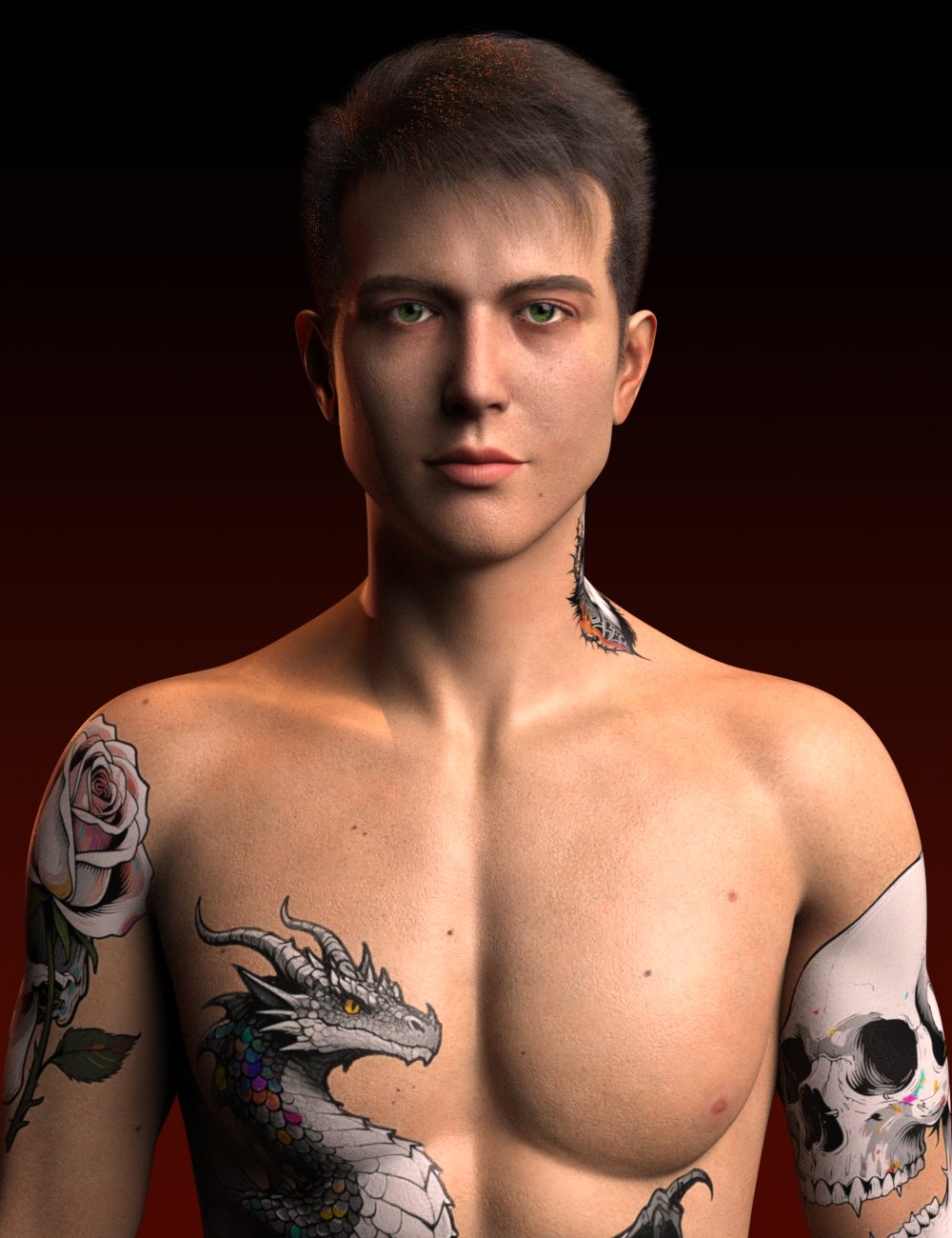 Zev Character and Tattoo Toolkit for Genesis 9 by: Panda, 3D Models by Daz 3D