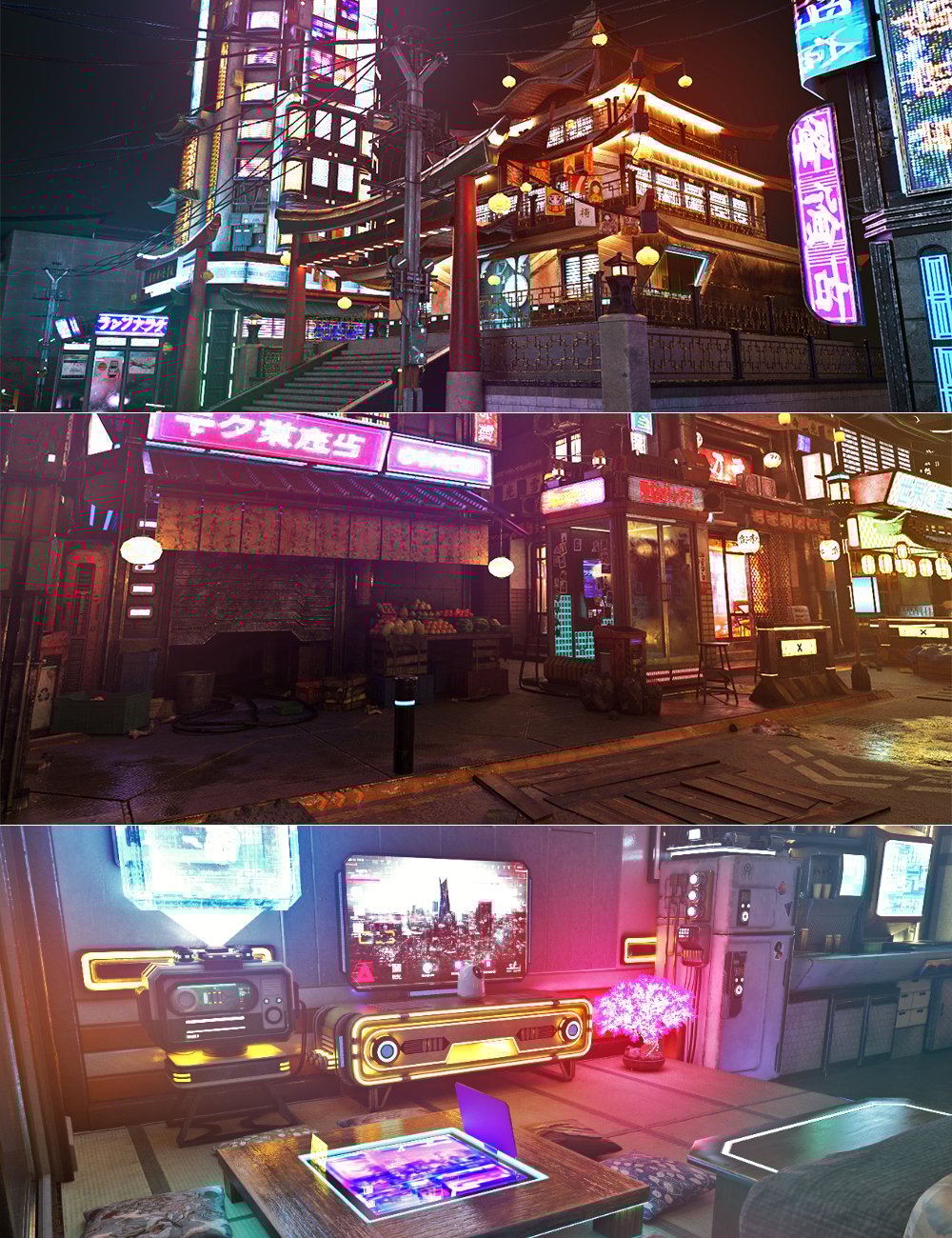 XI Cyber Japan Bundle by: Xivon, 3D Models by Daz 3D