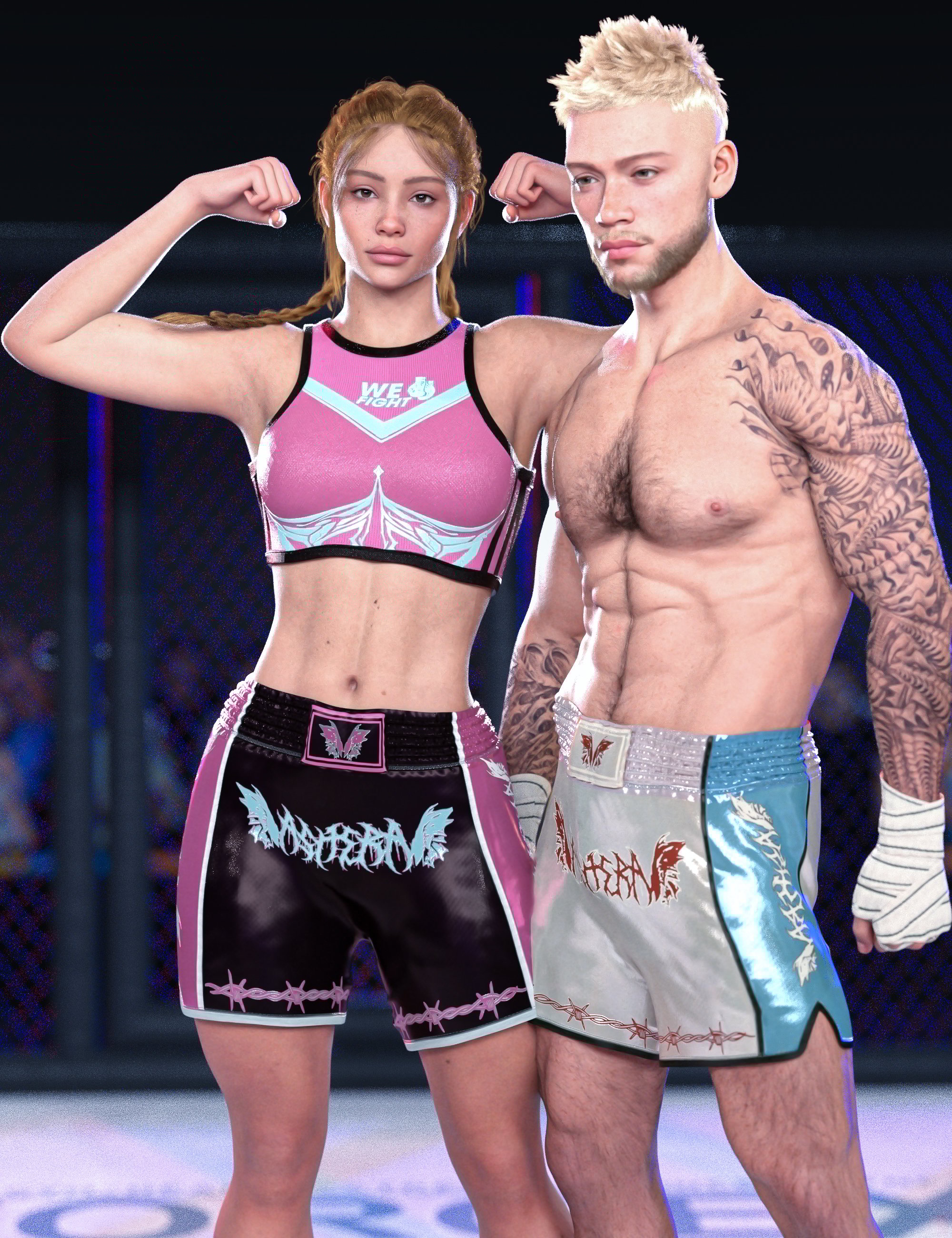 Final Round: dForce Fight Mode Outfit for Genesis 9, 8.1, and 8 Female