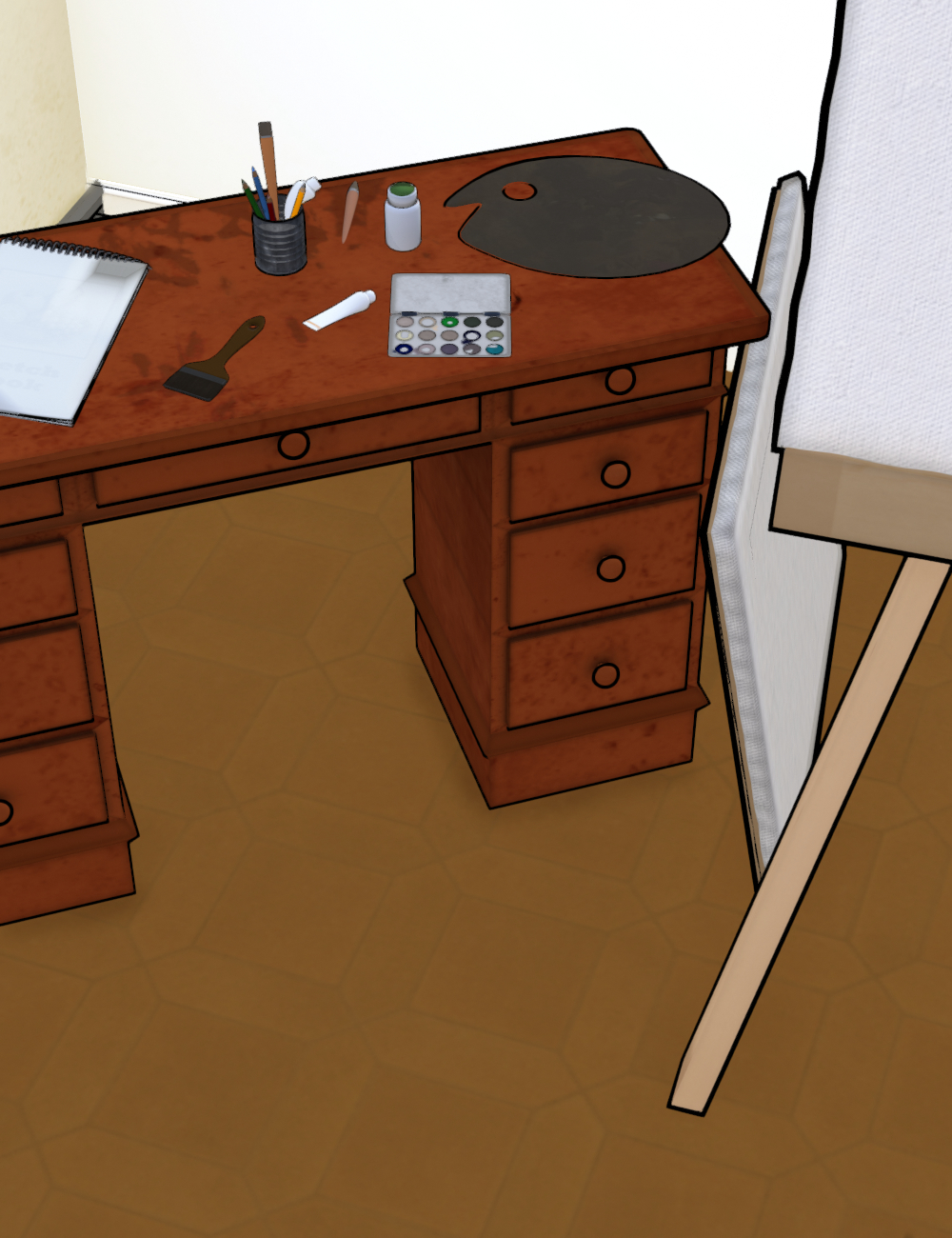 Workstation Painter’s Corner Filatoon by: Muze, 3D Models by Daz 3D