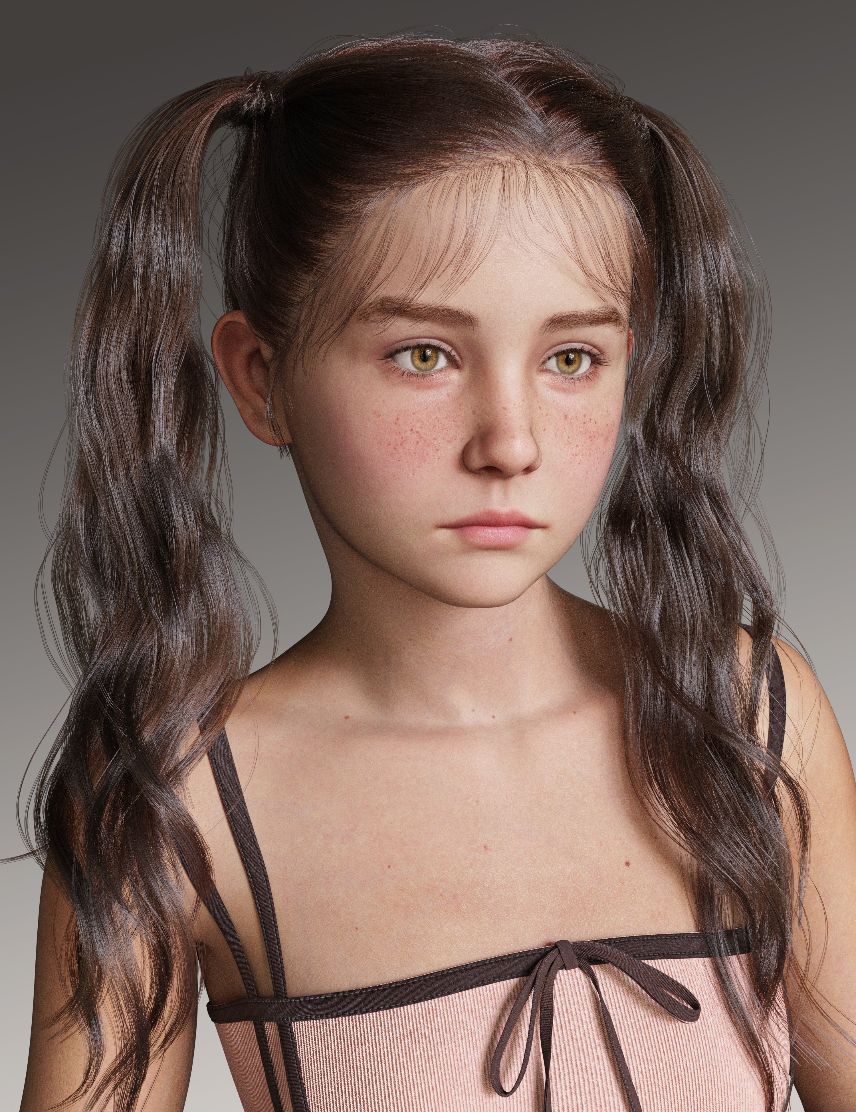dForce High Double Ponytail Hair for Genesis 9 by: Magic Brush, 3D Models by Daz 3D