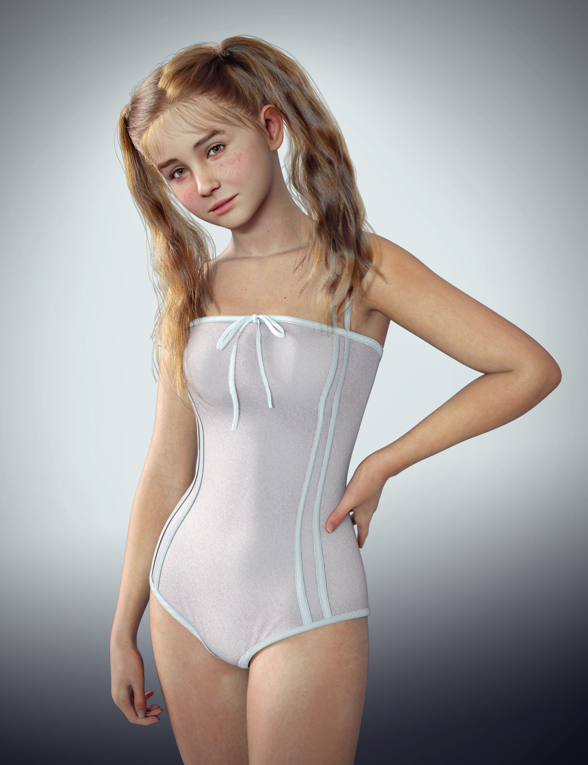 dForce High Double Ponytail Hair for Genesis 9