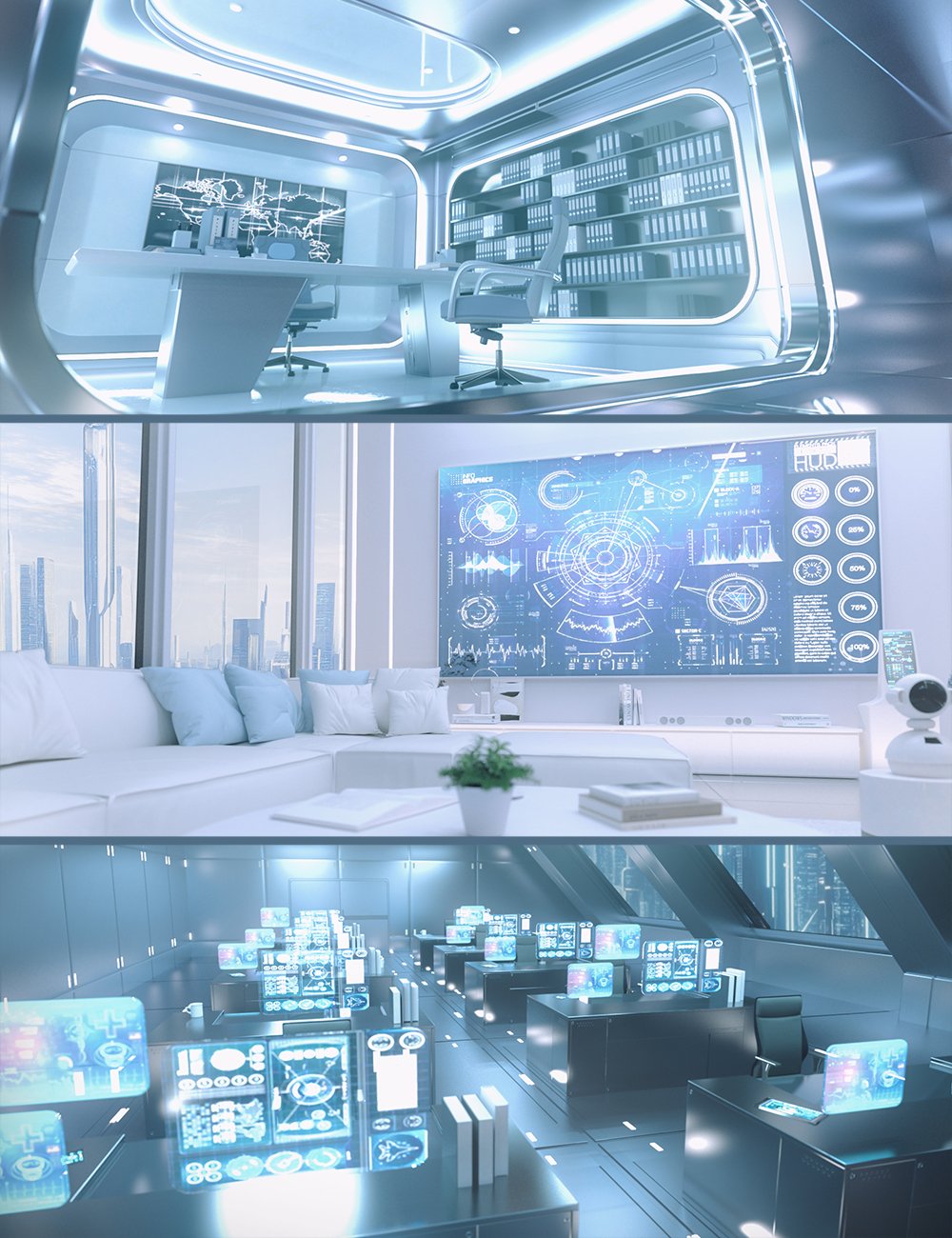 Polish Futuristic Office Bundle by: Polish, 3D Models by Daz 3D