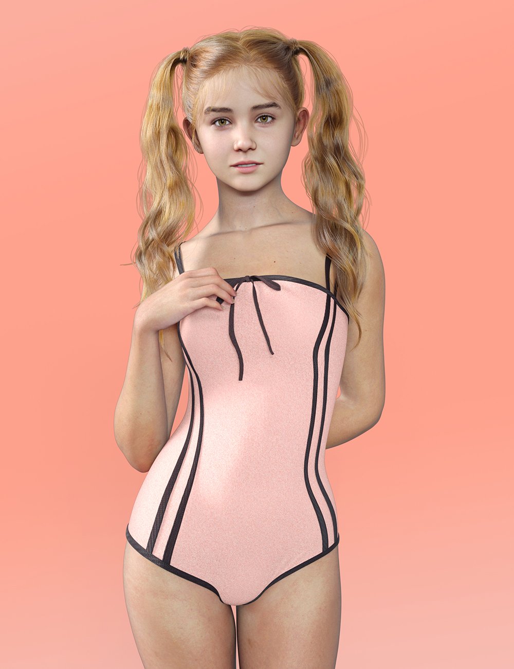 dForce MB Double Strap Swimsuit for Genesis 9 Feminine by: Magic Brush, 3D Models by Daz 3D