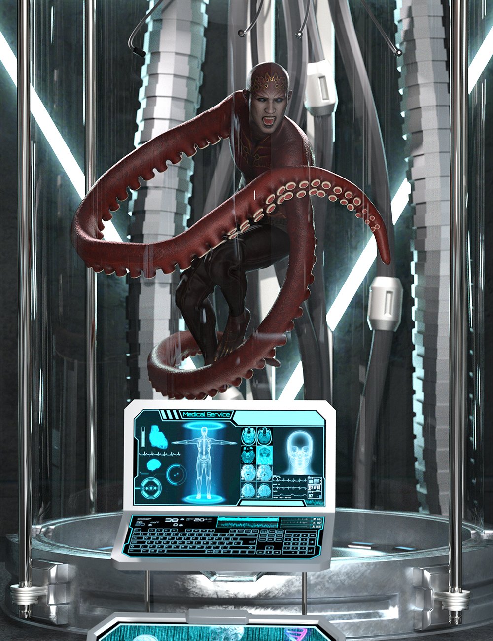 El Pulpo Hierarchical Poses for Genesis 9 and FPE Tentacle Arms by: Ensary, 3D Models by Daz 3D