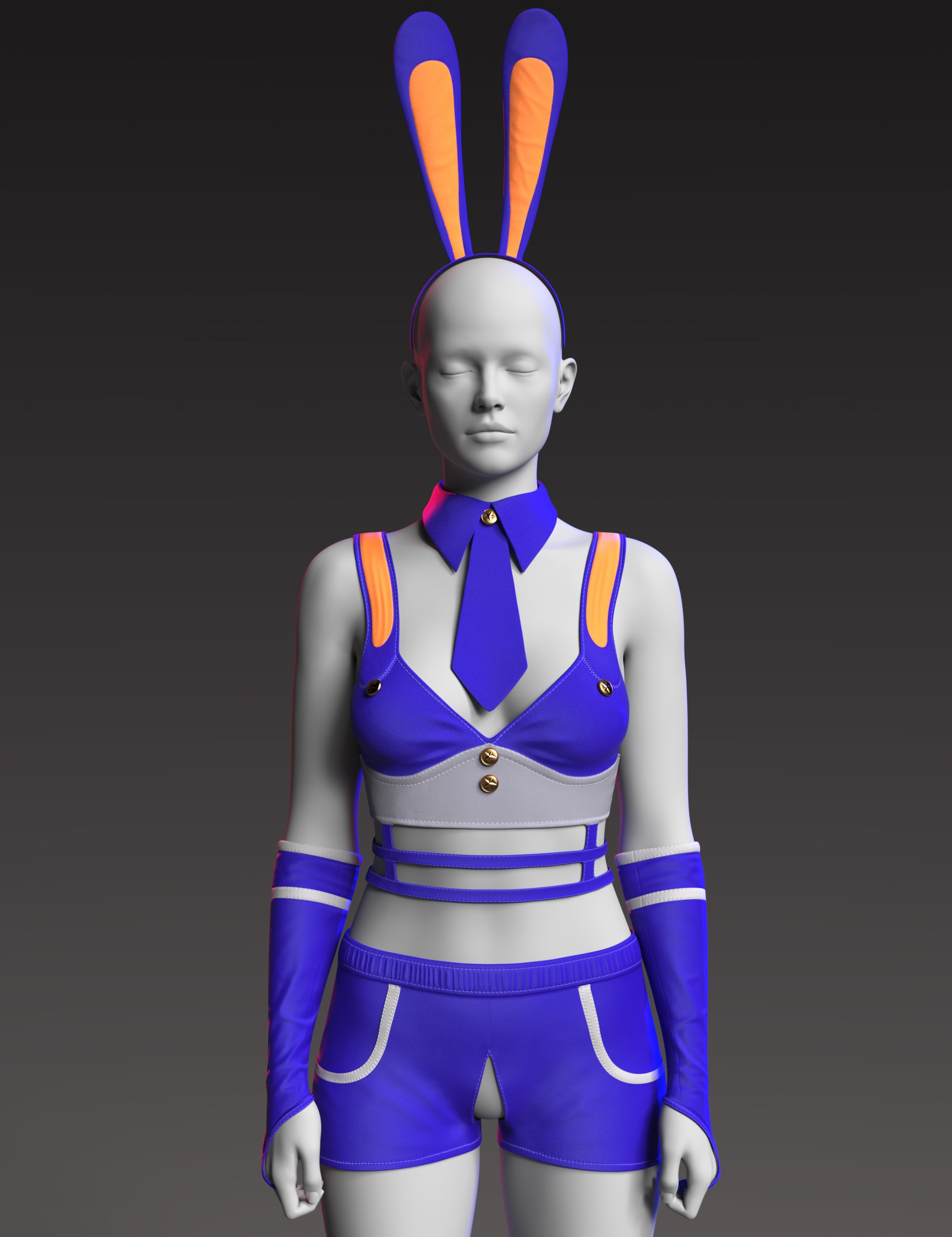 dForce GN Sexy Bunny Cop Uniform for Genesis 9, 8.1, and 8 Female