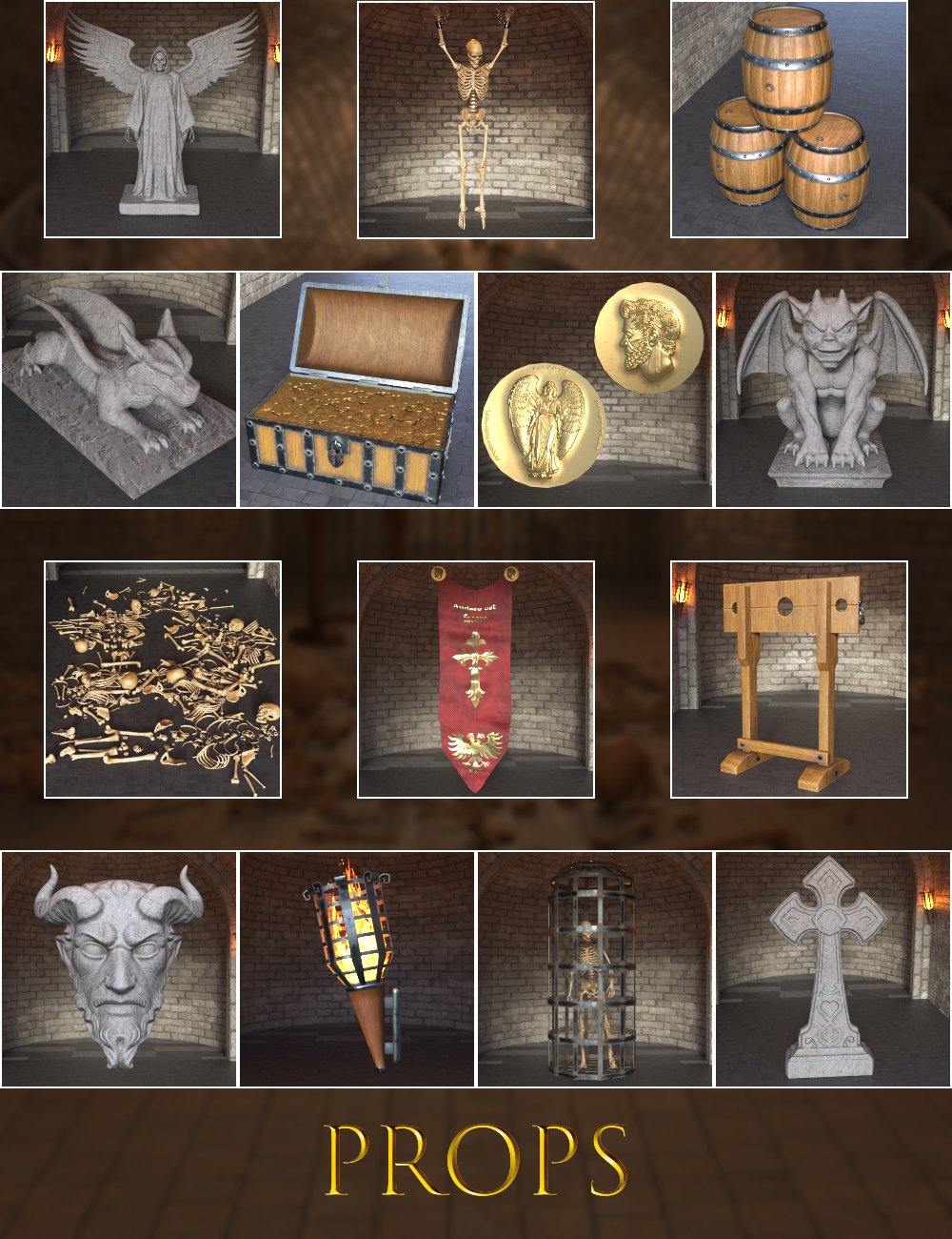 Easy Snap Dungeon with Statues Props