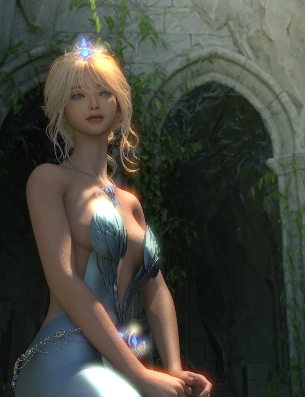 dForce Lala Ice Princess Dress for Genesis 9 by: Lala-Rabbit, 3D Models by Daz 3D