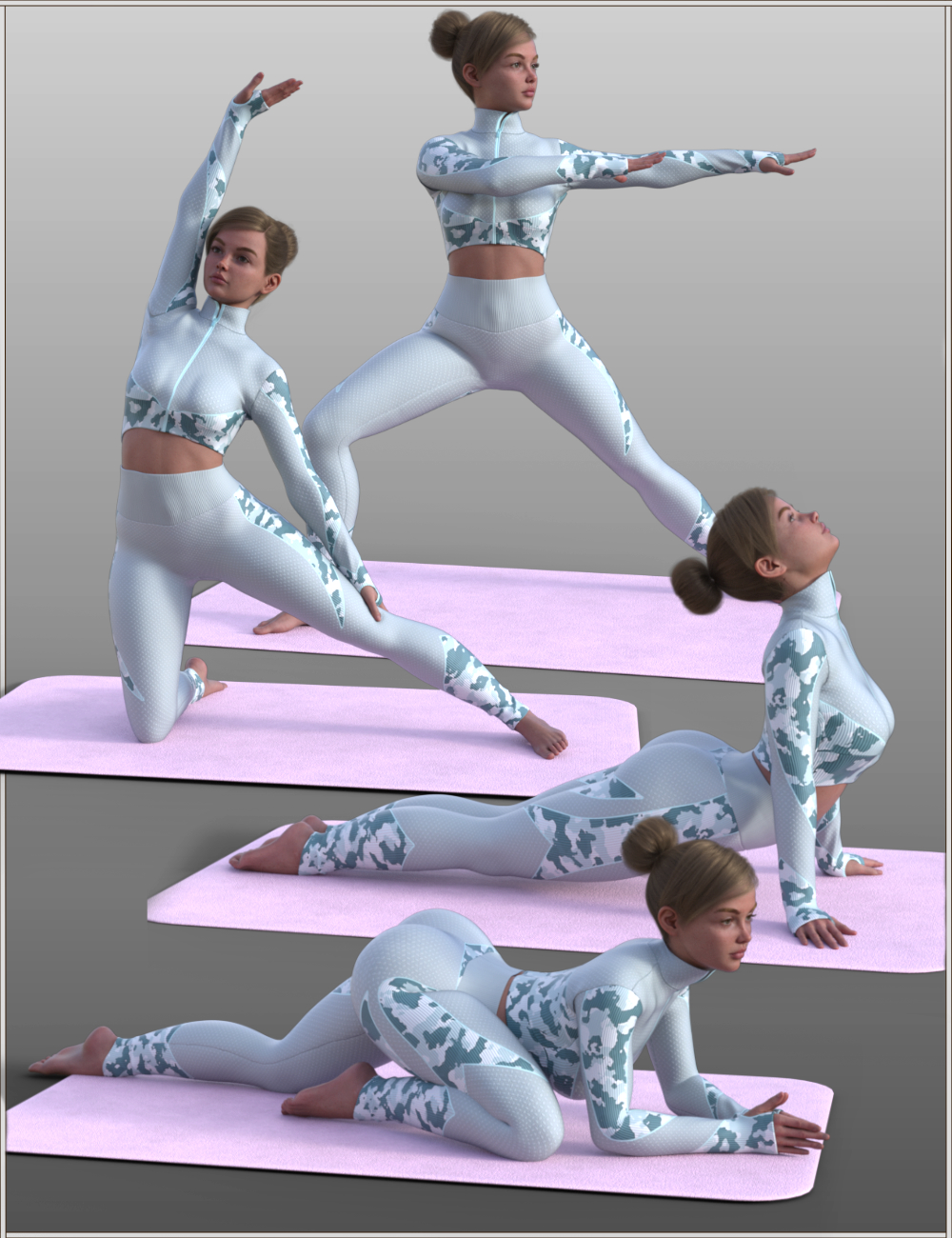 FG Morning Yoga Stretches Poses for Genesis 9 by: IronmanFugazi1968, 3D Models by Daz 3D