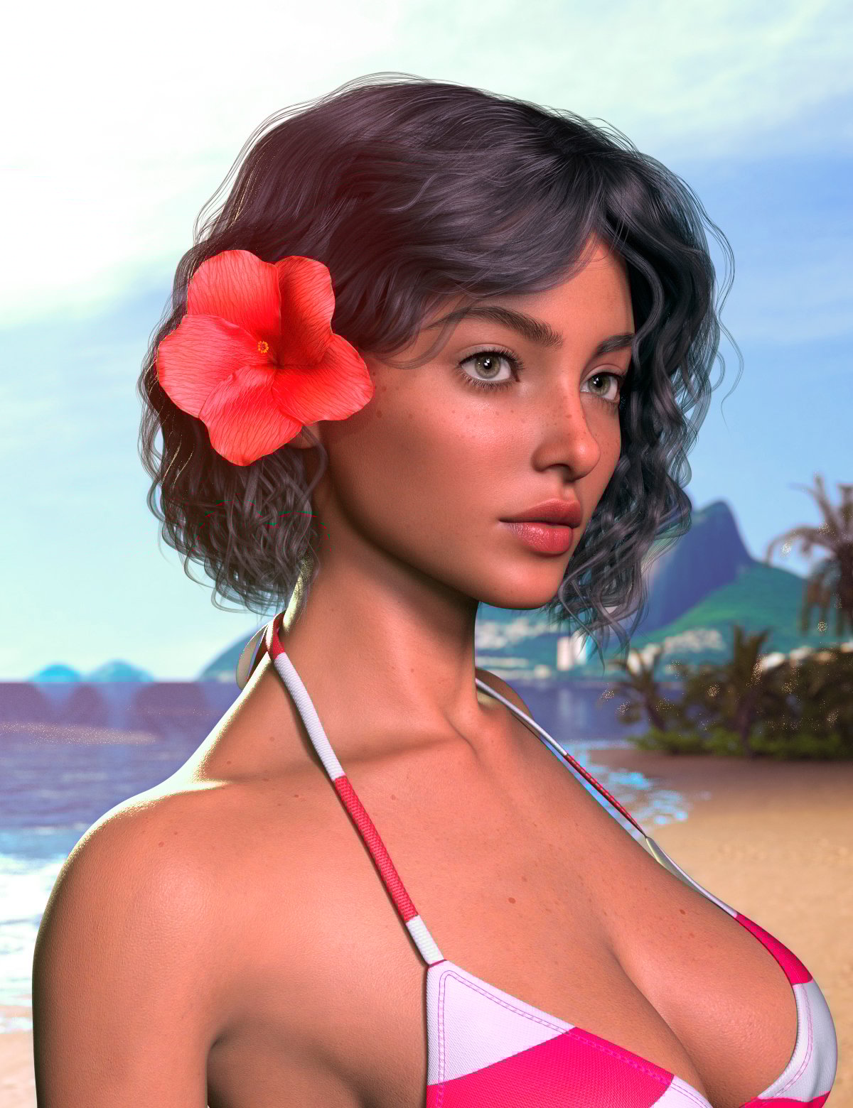 Ipanema Girl Flower Hair for Genesis 9 Feminine