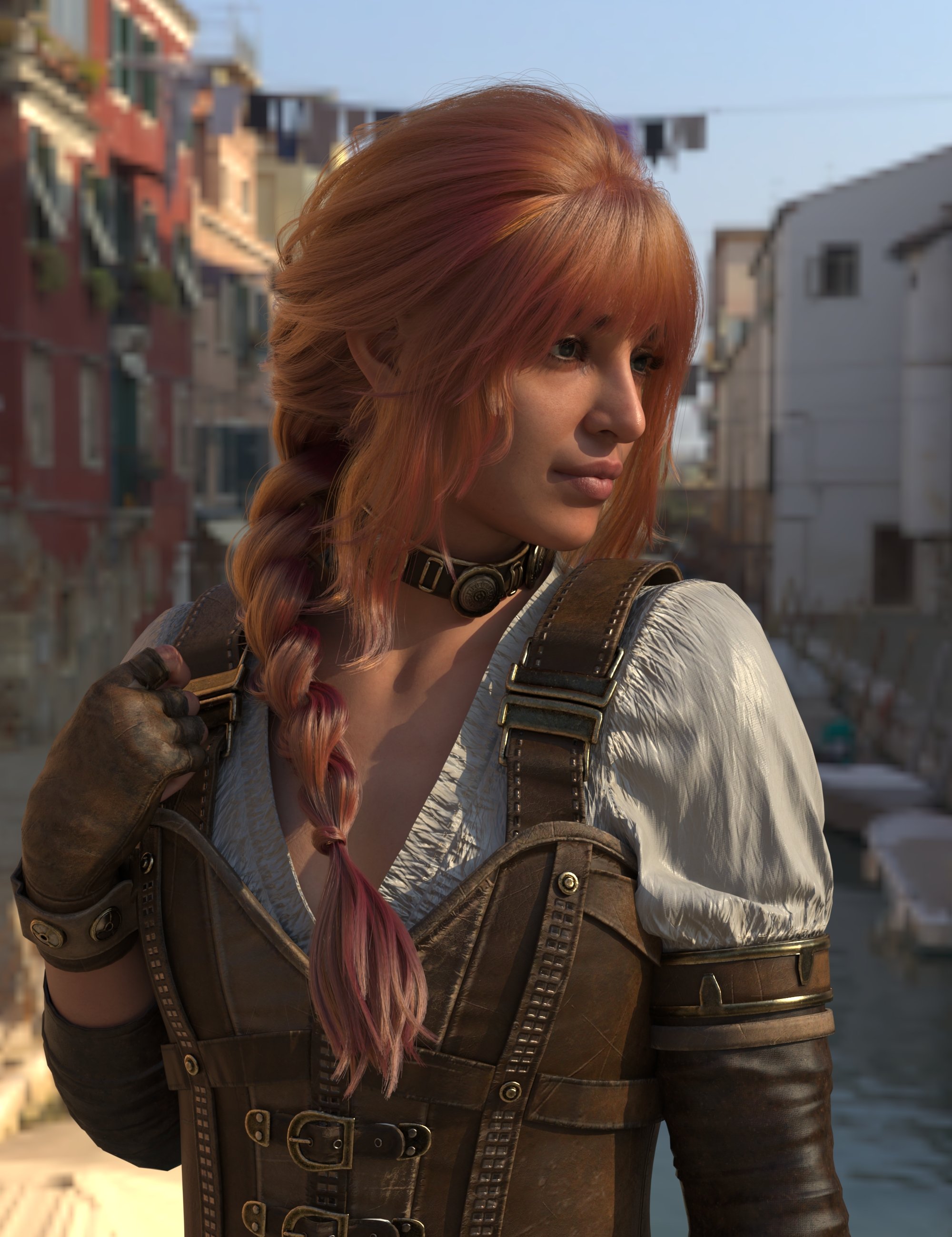 dForce Messy French Braid for Genesis 9 by: , 3D Models by Daz 3D
