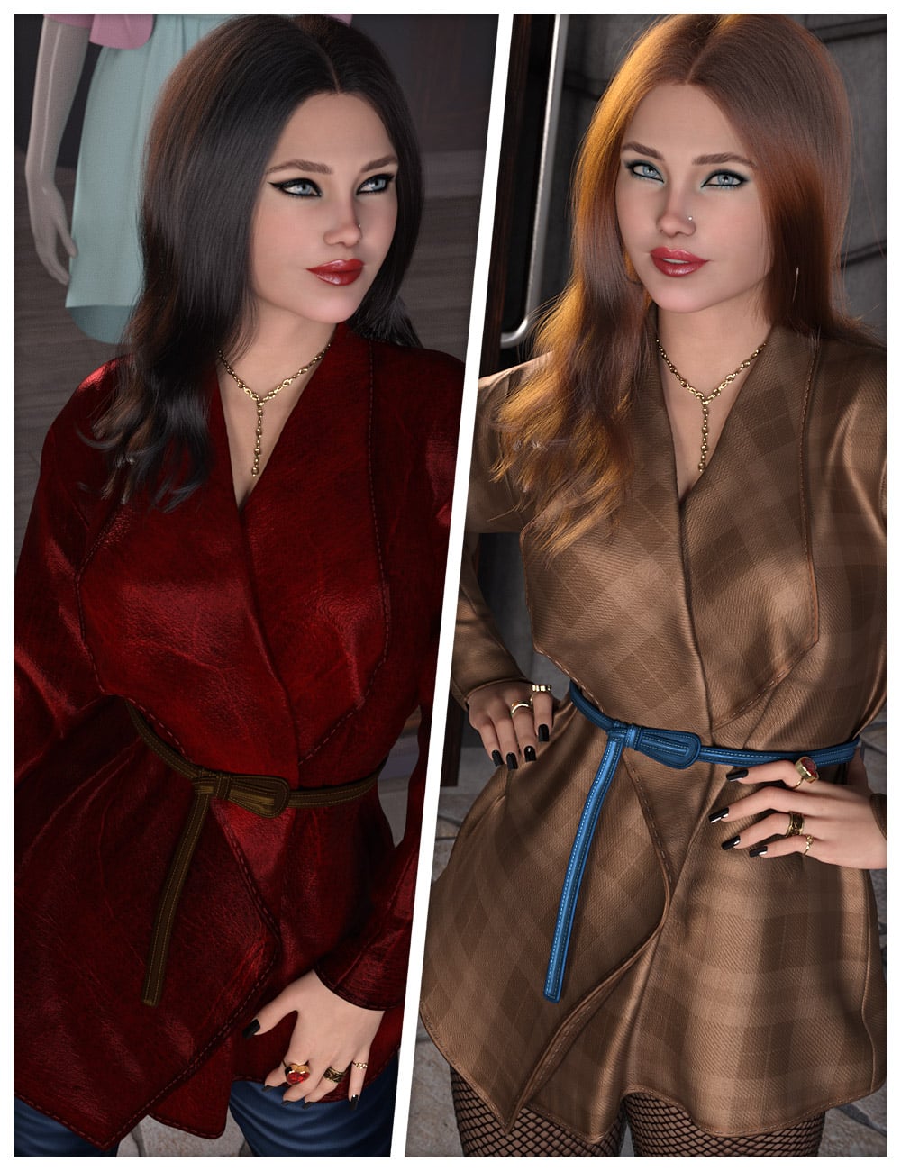 Fashionable Textures for dForce SU Fashion Trench Coat by: ShanasSoulmate, 3D Models by Daz 3D