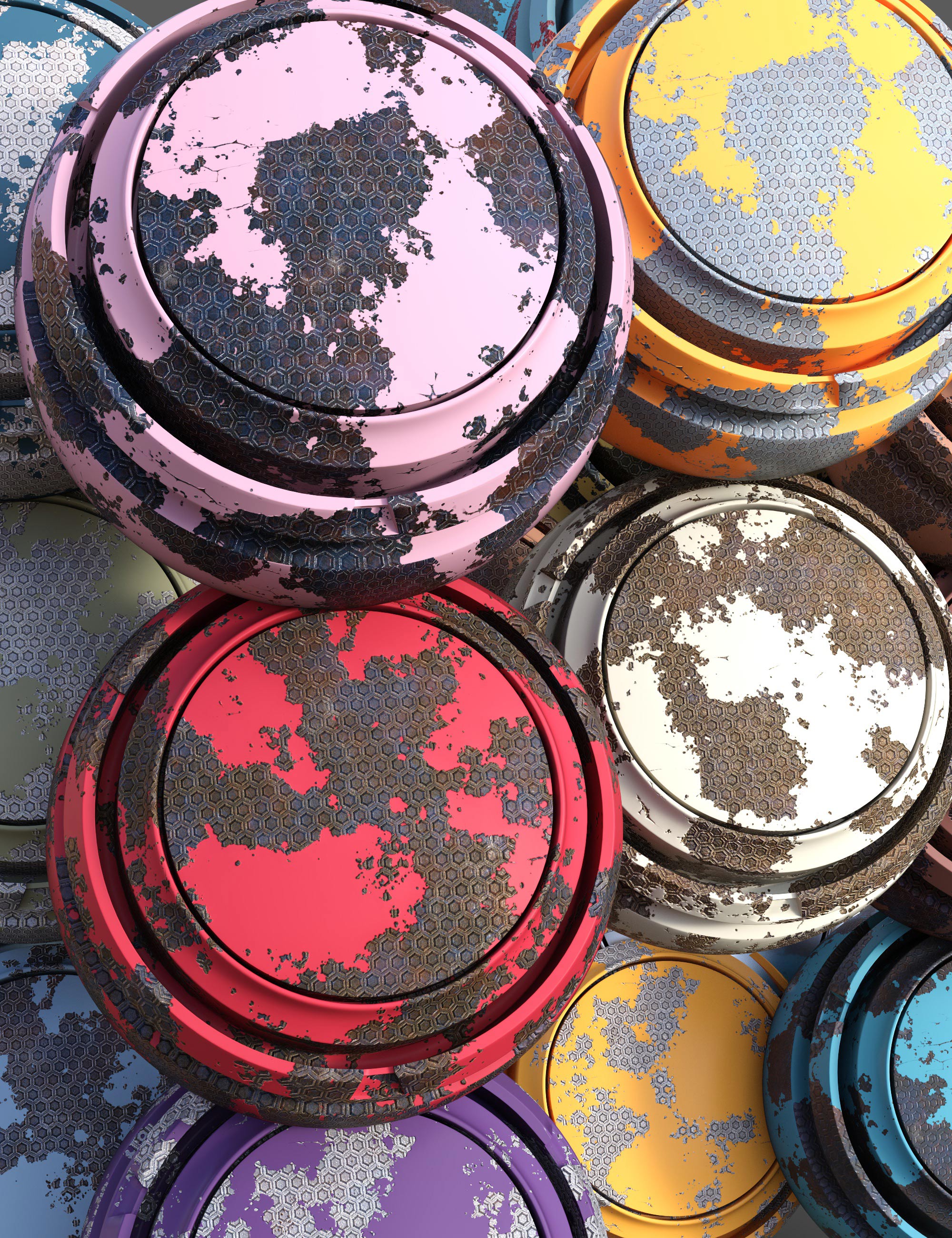 Painted Hex Metal Iray Shaders