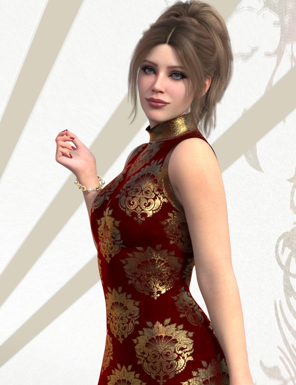 SIC Luxury an Add-On for Abby dForce Dress for Genesis 9 by: Sisters In Chaos, 3D Models by Daz 3D