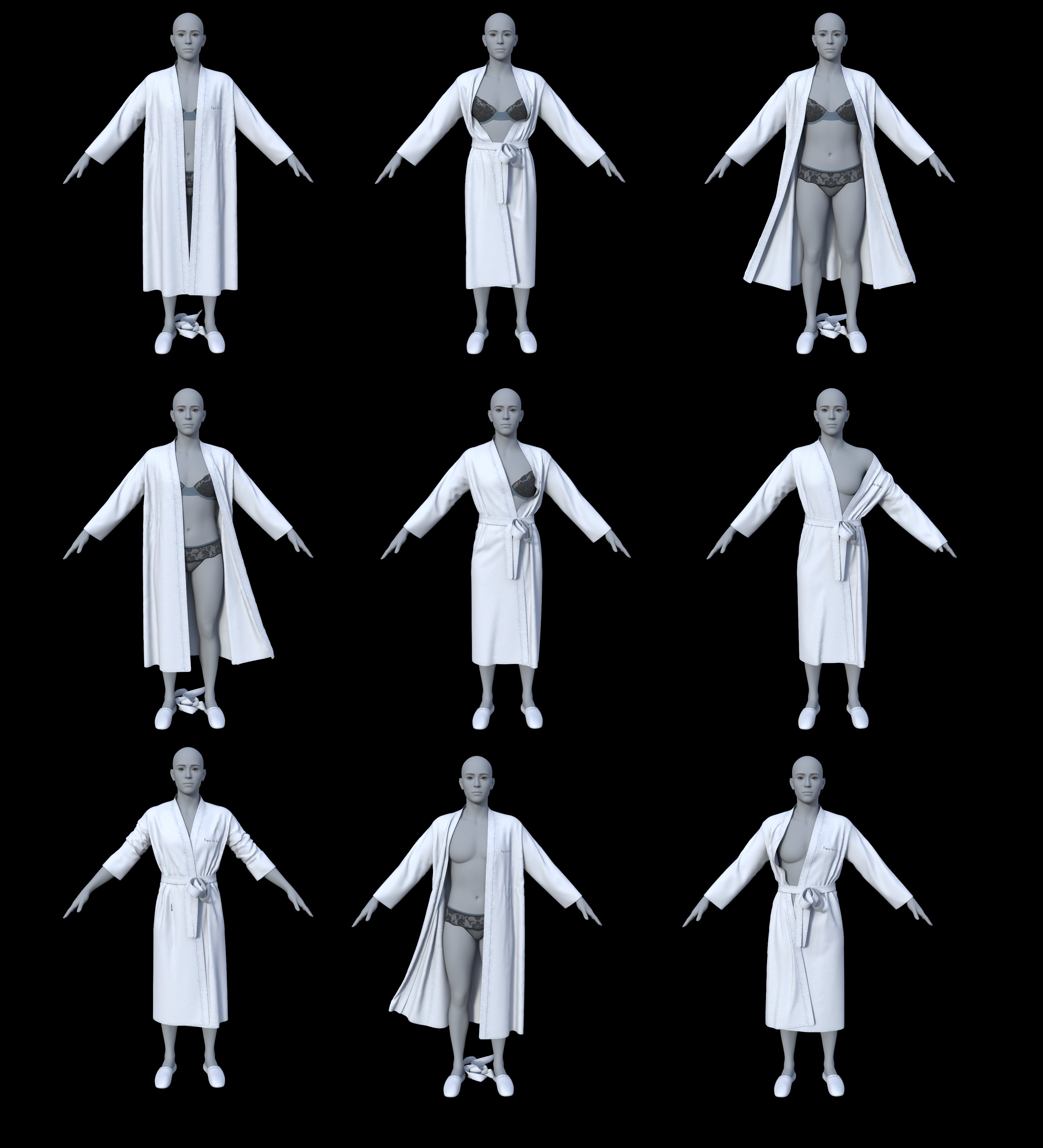 FG dForce Spa Robe and Slippers for Genesis 9 Feminine