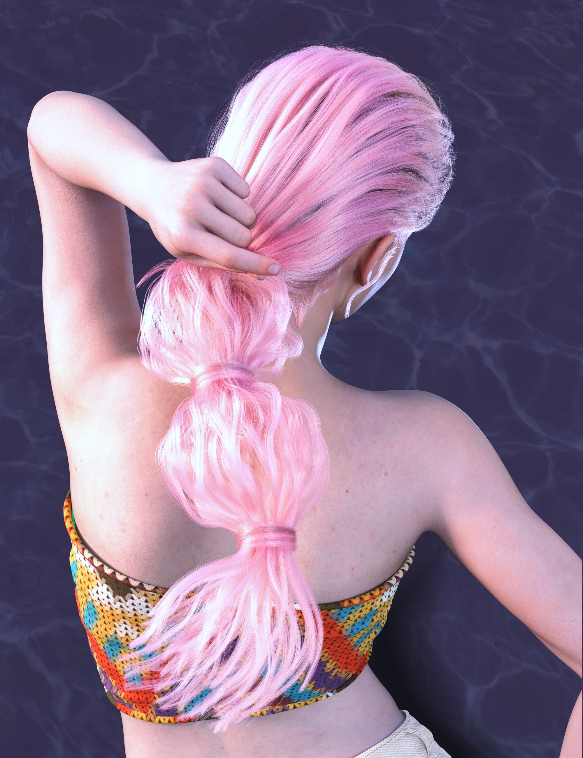 dForce Strand-Based FE Bubble Braids Hair for Genesis 9