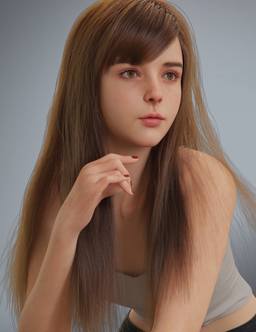 dForce Elegant Long Hair for Genesis 9 by: Magic Brush, 3D Models by Daz 3D