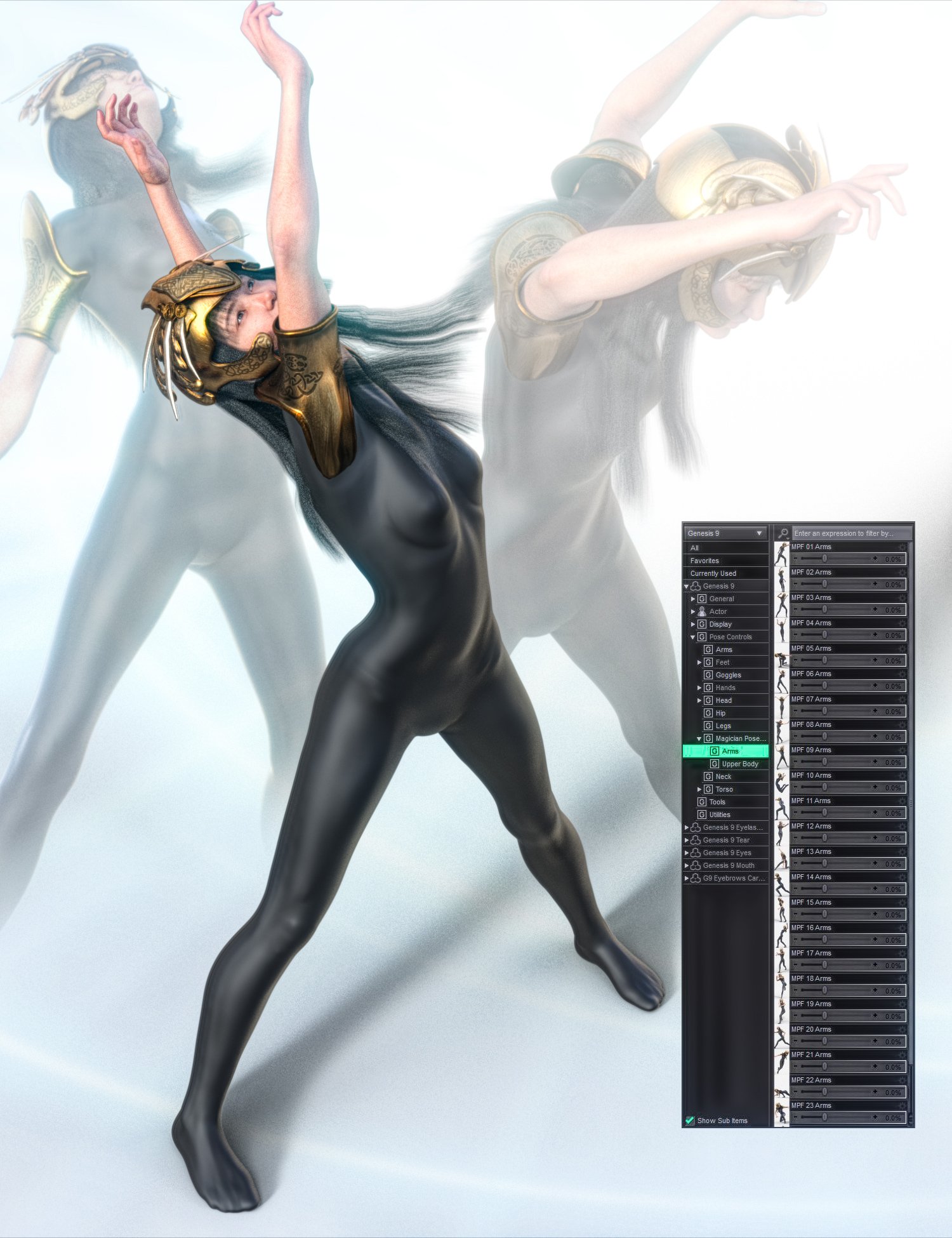 Magician Pose Fusion for Genesis 9 by: Neikdian, 3D Models by Daz 3D